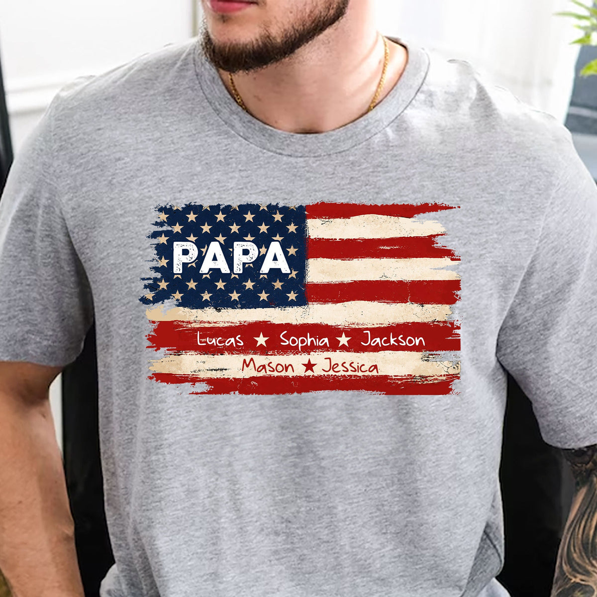 Patriotic American Flag Gift For Him Grandpa Dad - Personalized Shirt