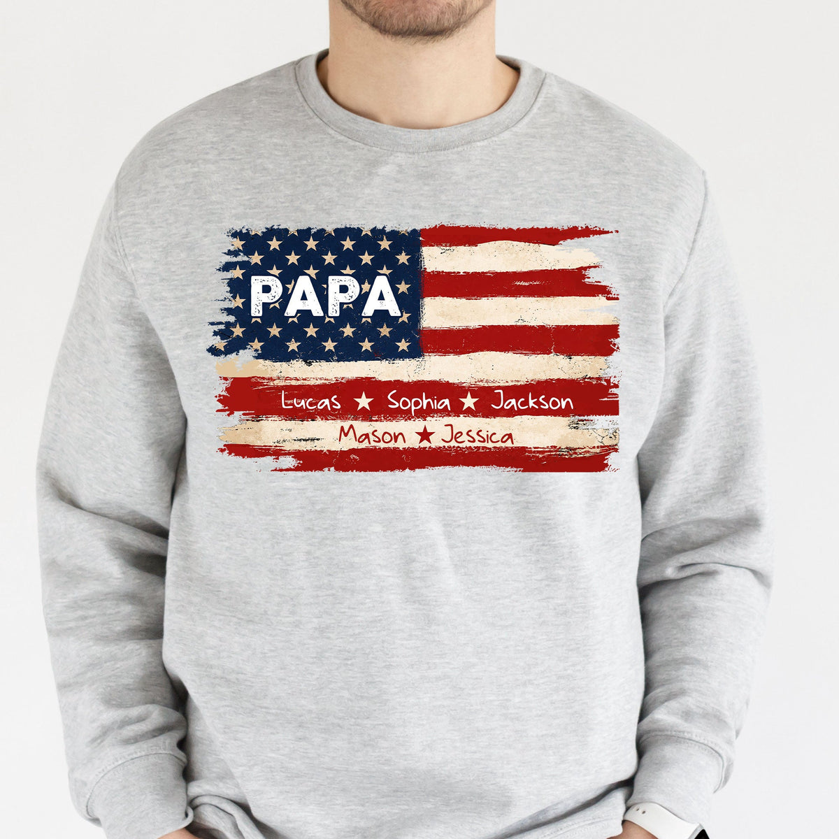 Patriotic American Flag Gift For Him Grandpa Dad - Personalized Shirt