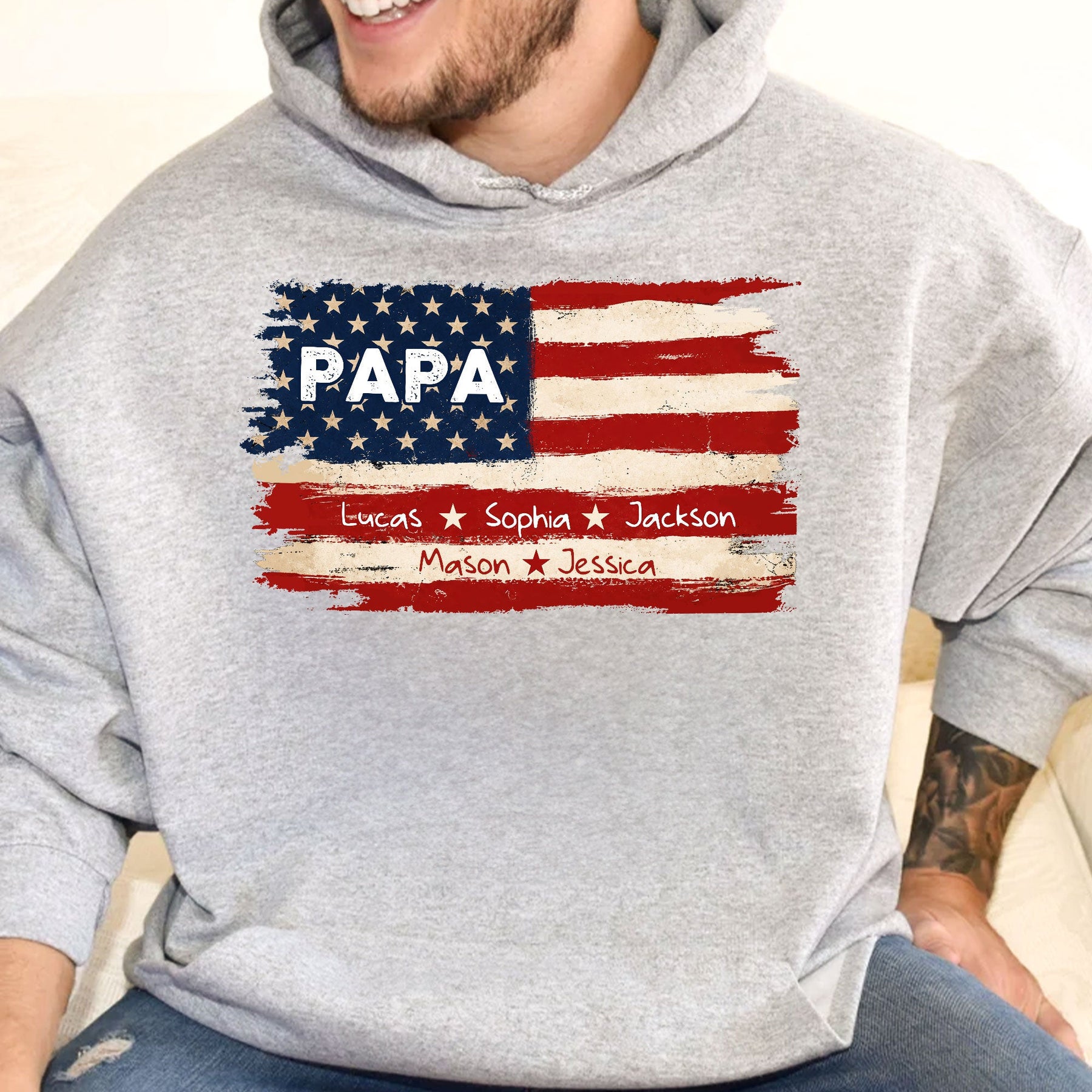 Patriotic American Flag Gift For Him Grandpa Dad - Personalized Shirt