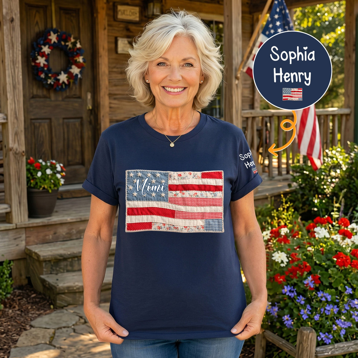 Patriotic Patchwork American Flag - Personalized Shirt
