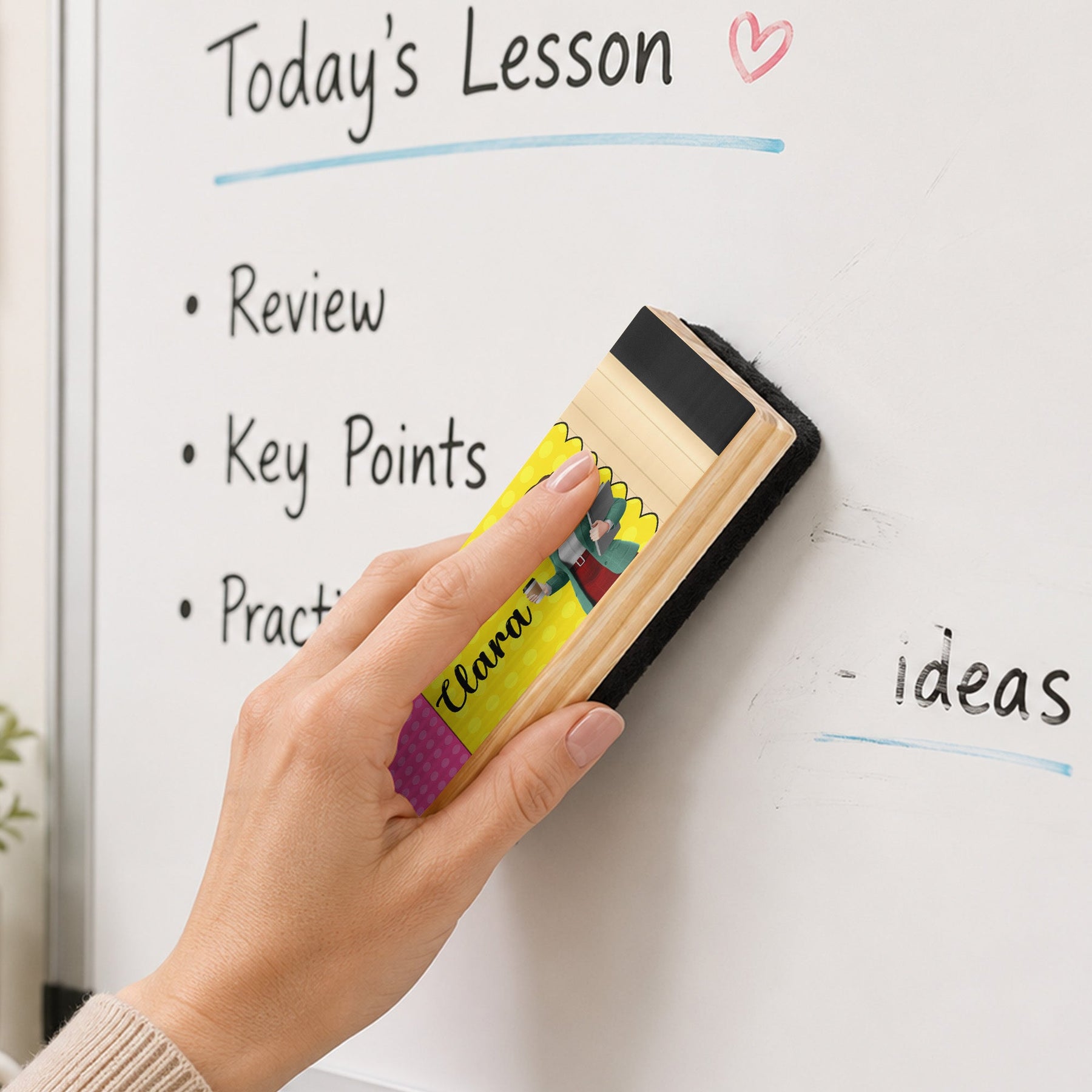 Pencil Theme Teacher - Personalized Whiteboard Eraser