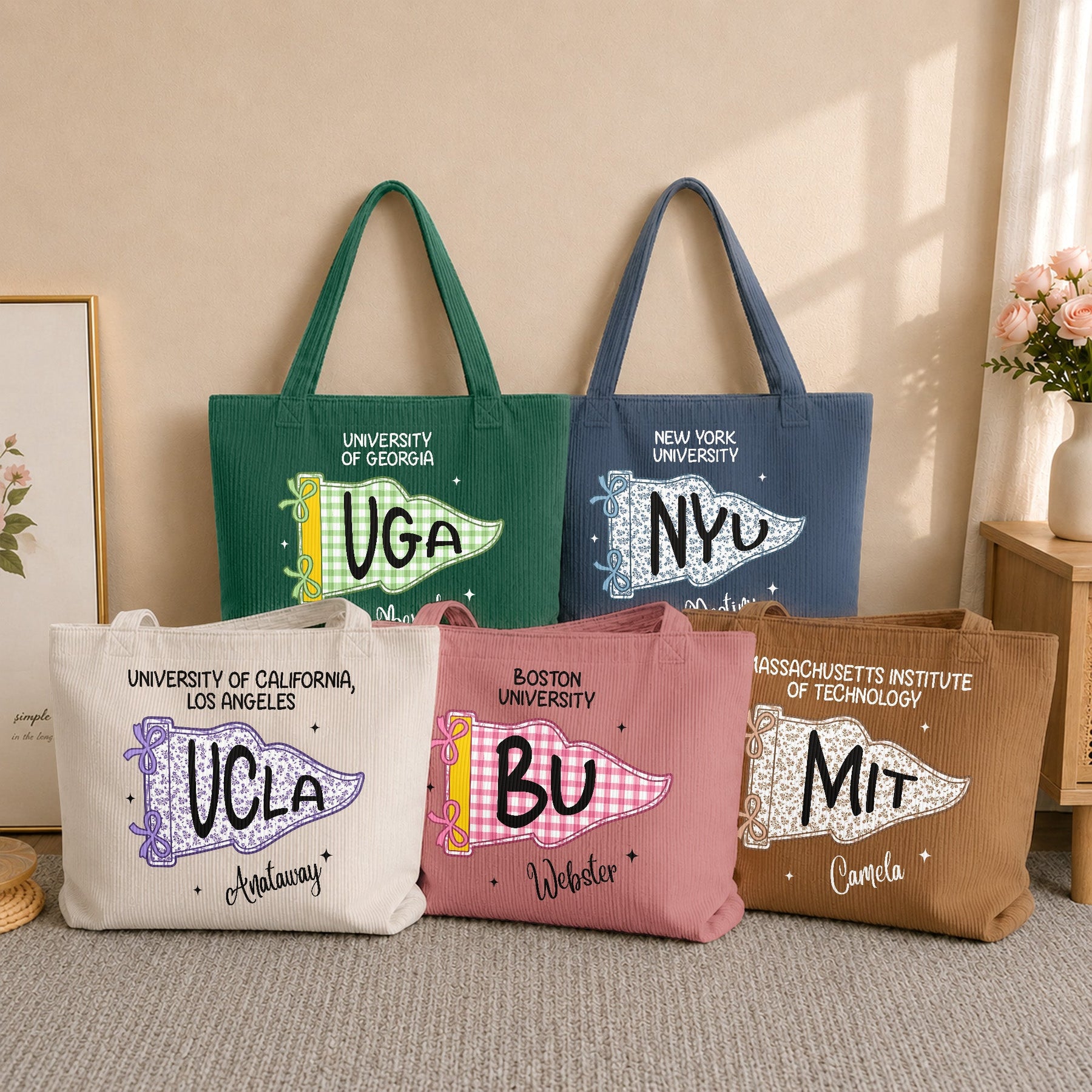 Pennant Flag Custom School Name - Personalized Tote Bag