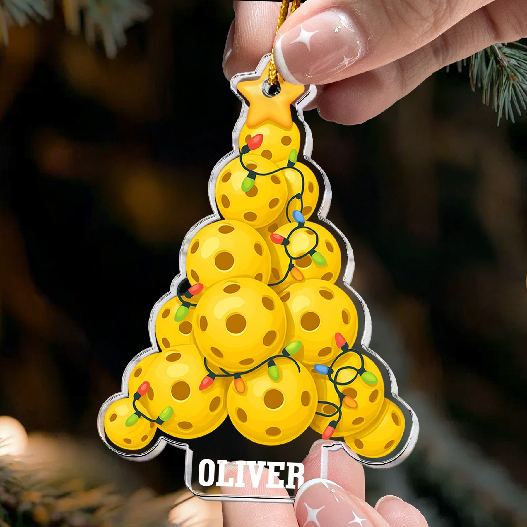 Pickleball Christmas Tree - Personalized Acrylic Ornament