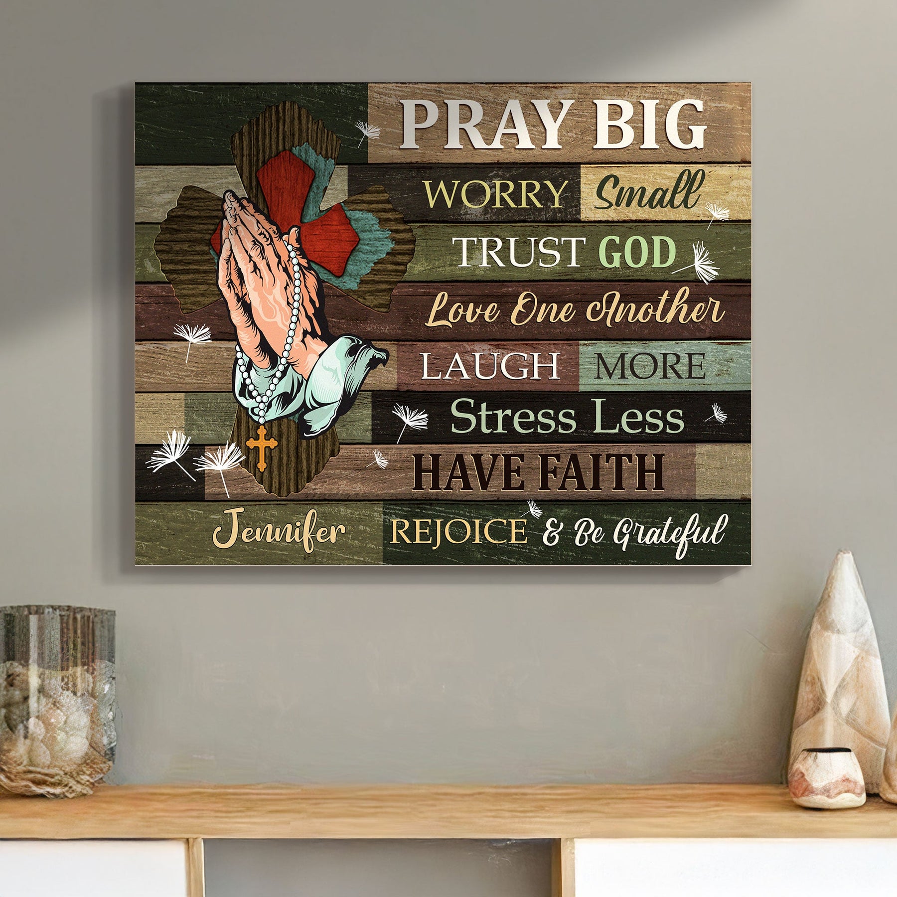 Pray Big Worry Small Trust God - Custom Wood Plaque