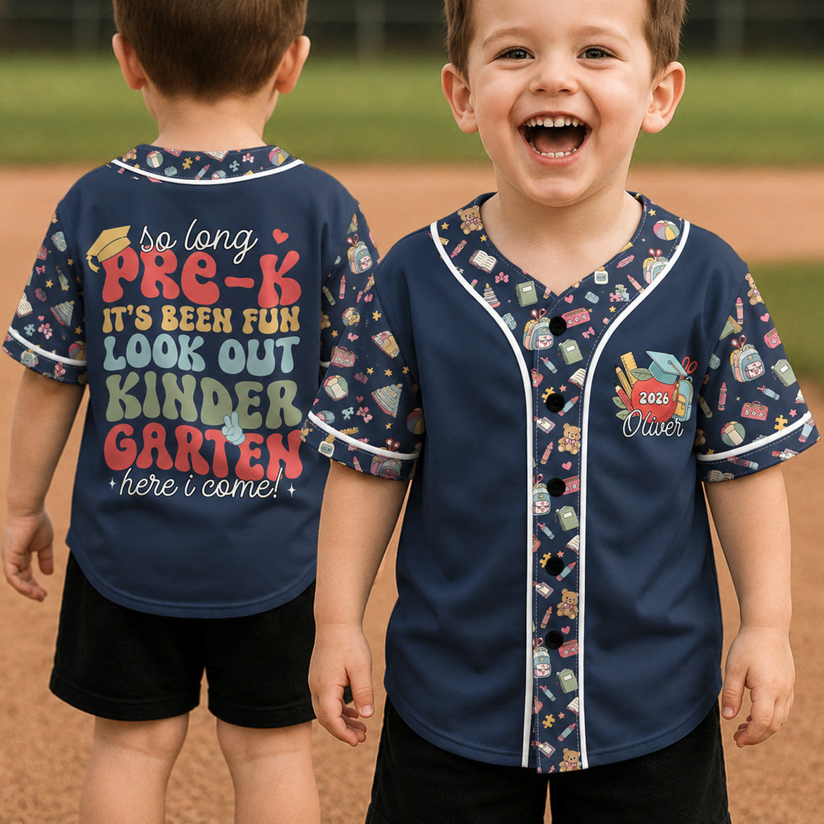 Pre K Grad 1St Day Of Kindergarten - Personalized Jersey Shirt