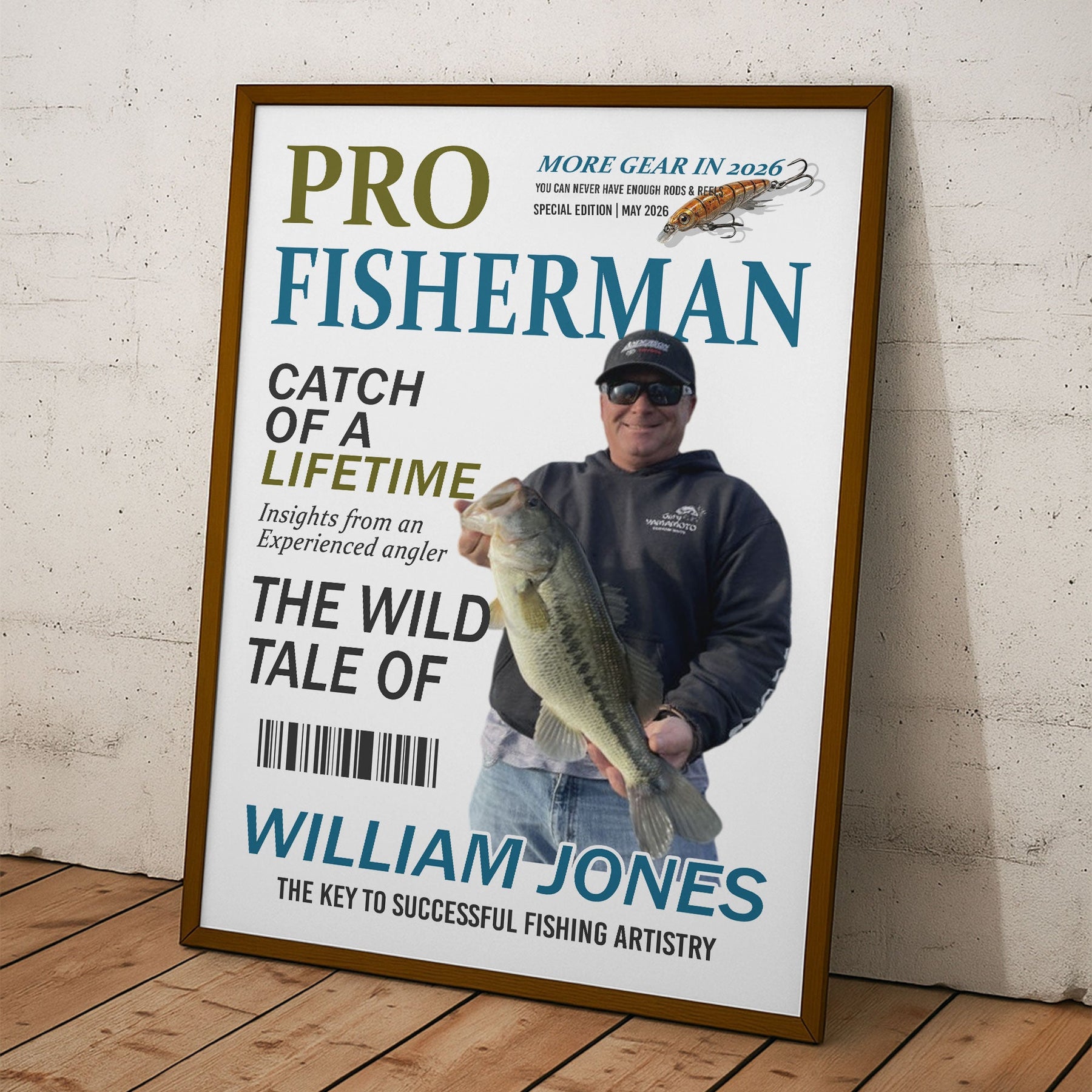 Pro Fisherman More Gear Newspaper Style - Personalized Poster