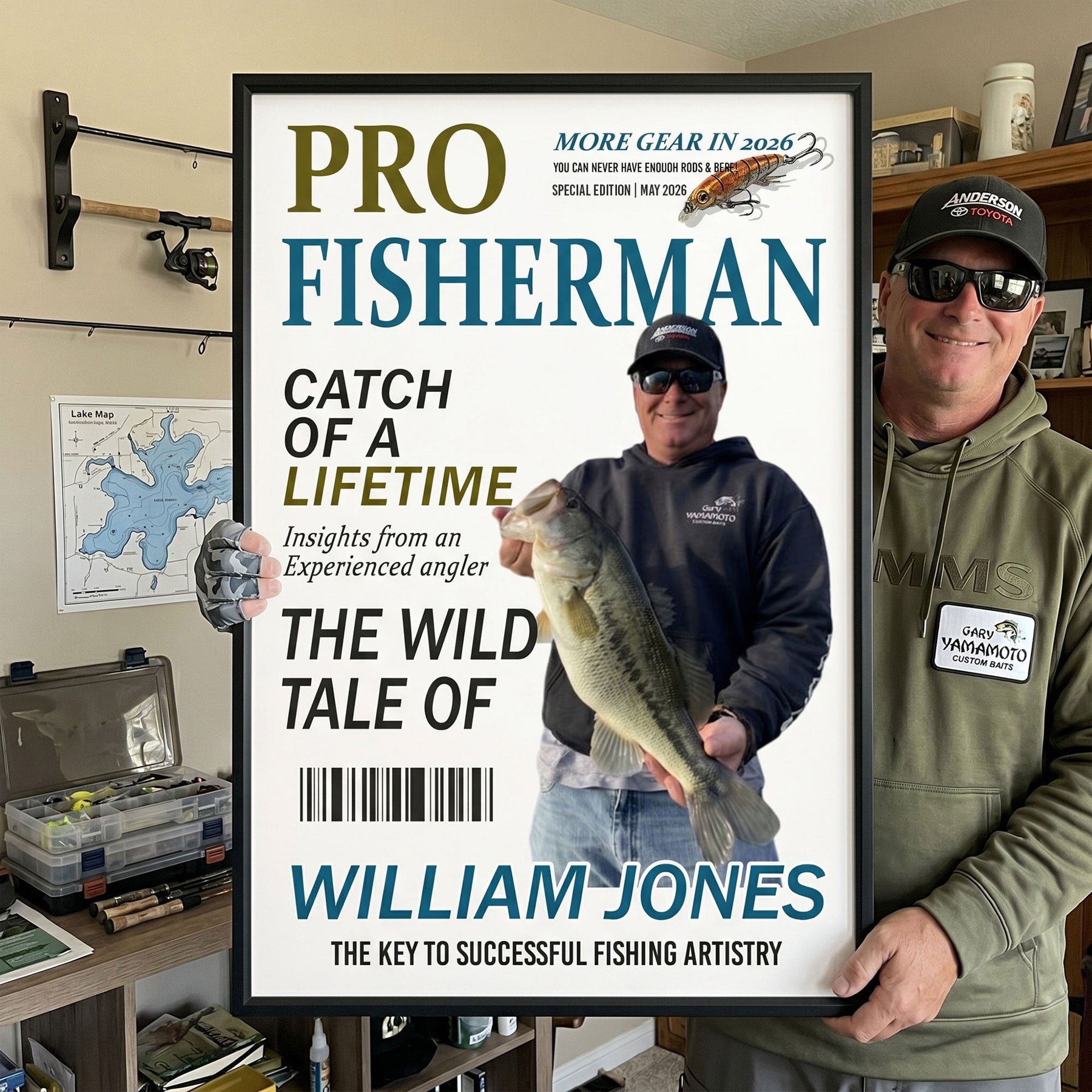 Pro Fisherman More Gear Newspaper Style - Personalized Poster