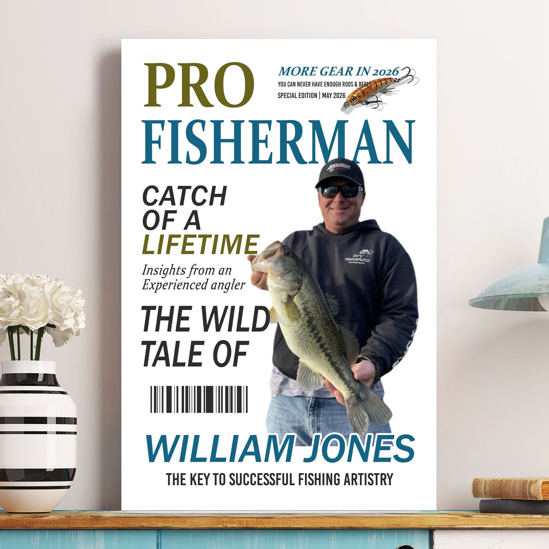 Pro Fisherman More Gear Newspaper Style - Personalized Poster