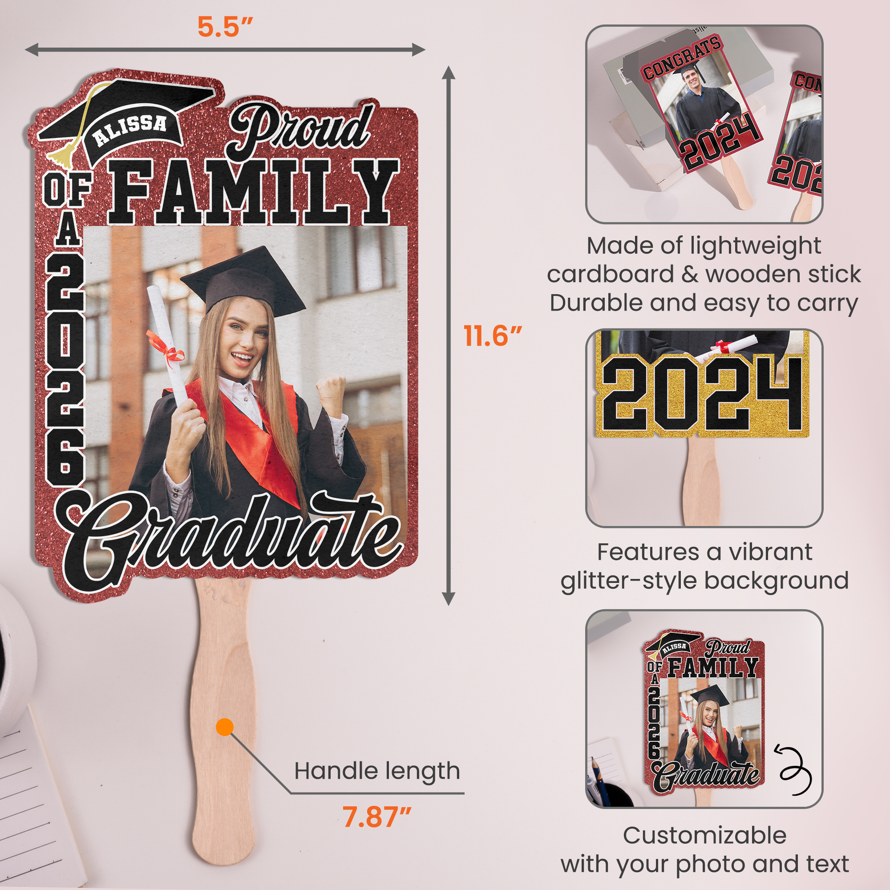 Proud Family Of Graduate - Custom Graduation Fan With Picture
