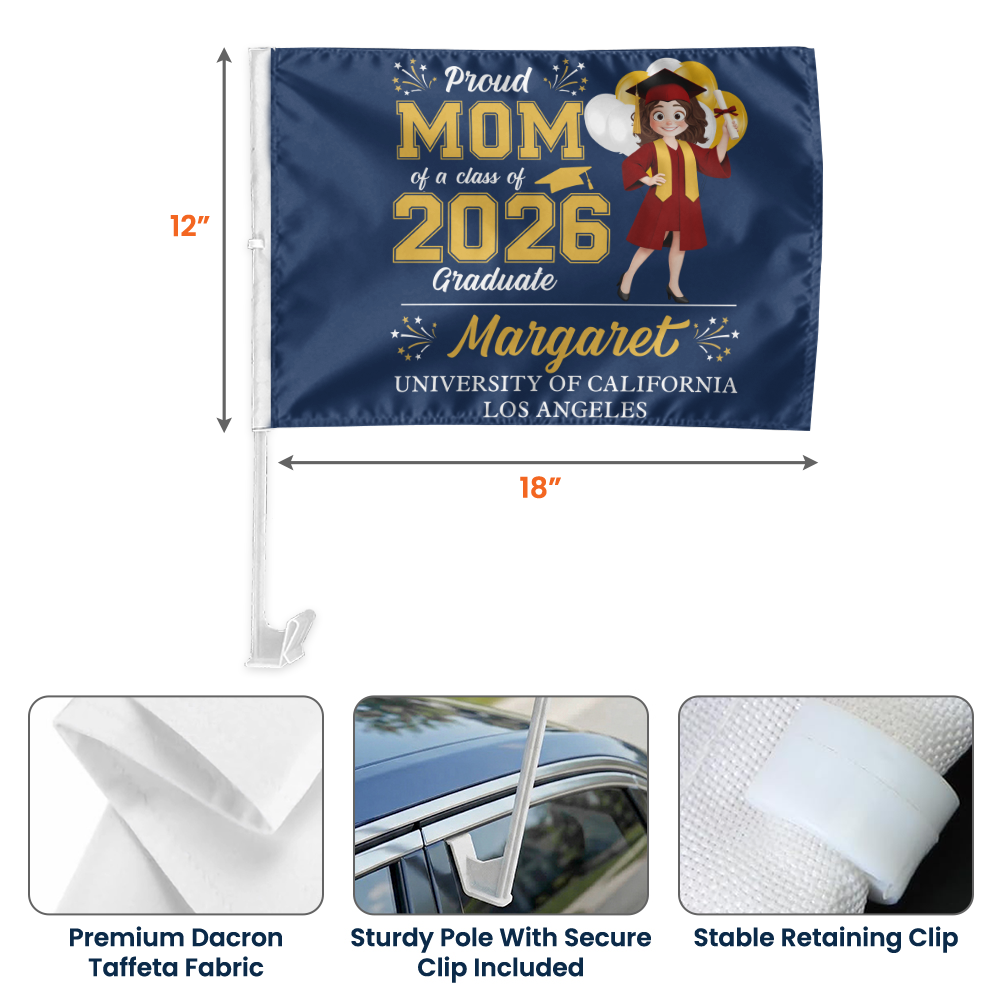Proud Graduation - Personalized Car Flag