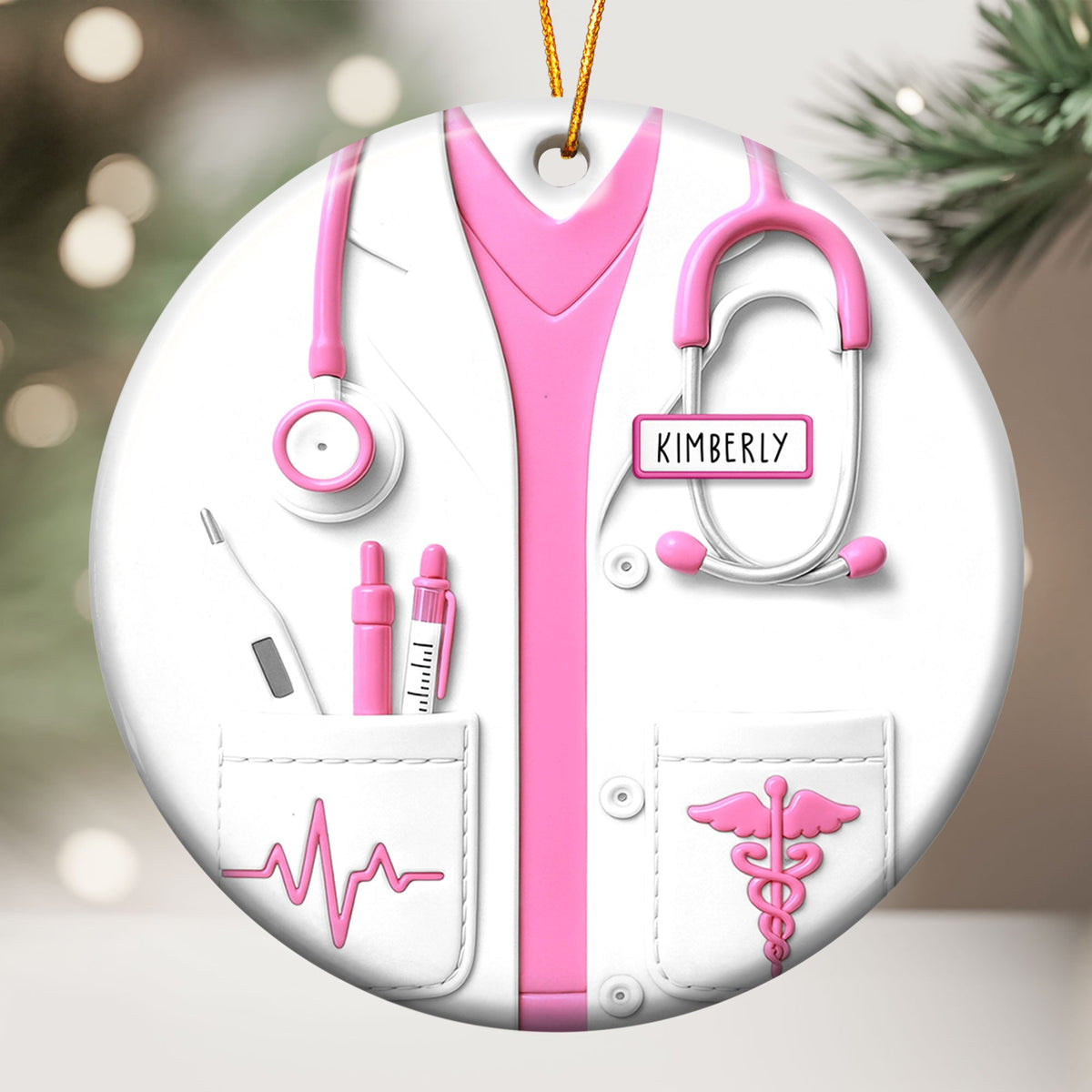 Proud Nurse Custom Scrubs - Gift For Nurse - Personalized Ceramic Ornament