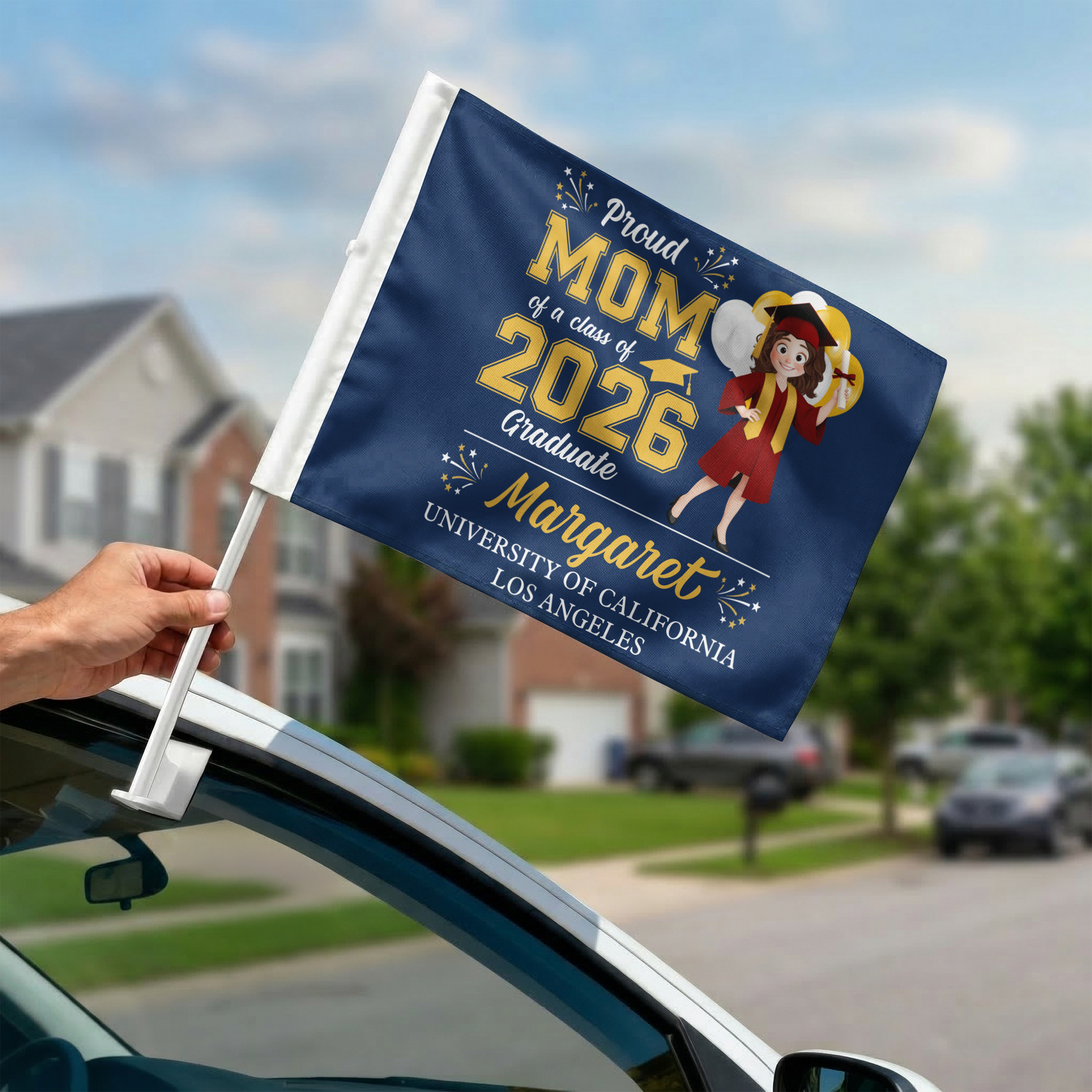 Proud Graduation - Personalized Car Flag