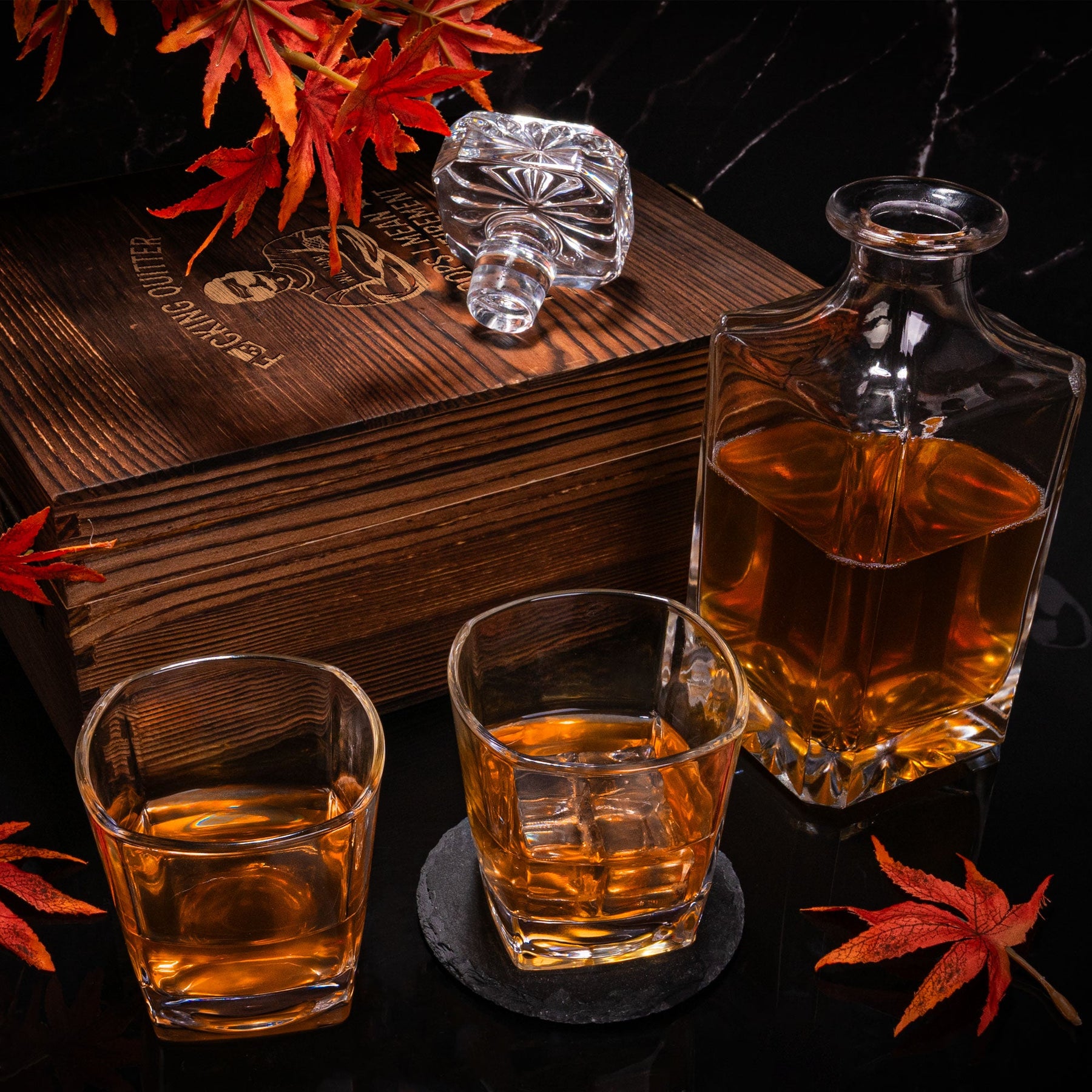 Quitter Oops I Mean Happy Retirement - Personalized Whiskey Decanter Set