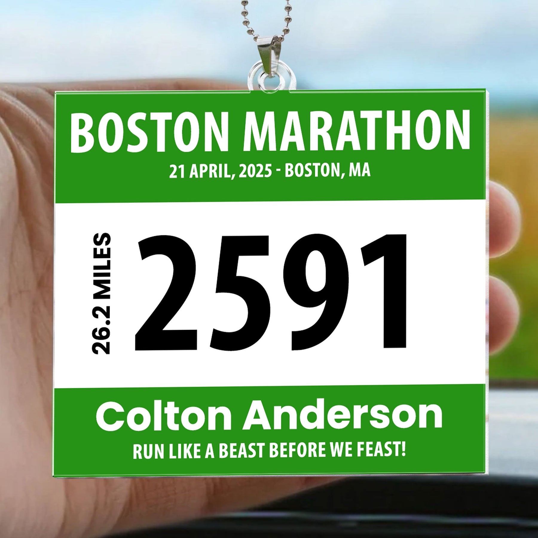 Race Bib For Runner - Personalized Rear View Mirror Accessory