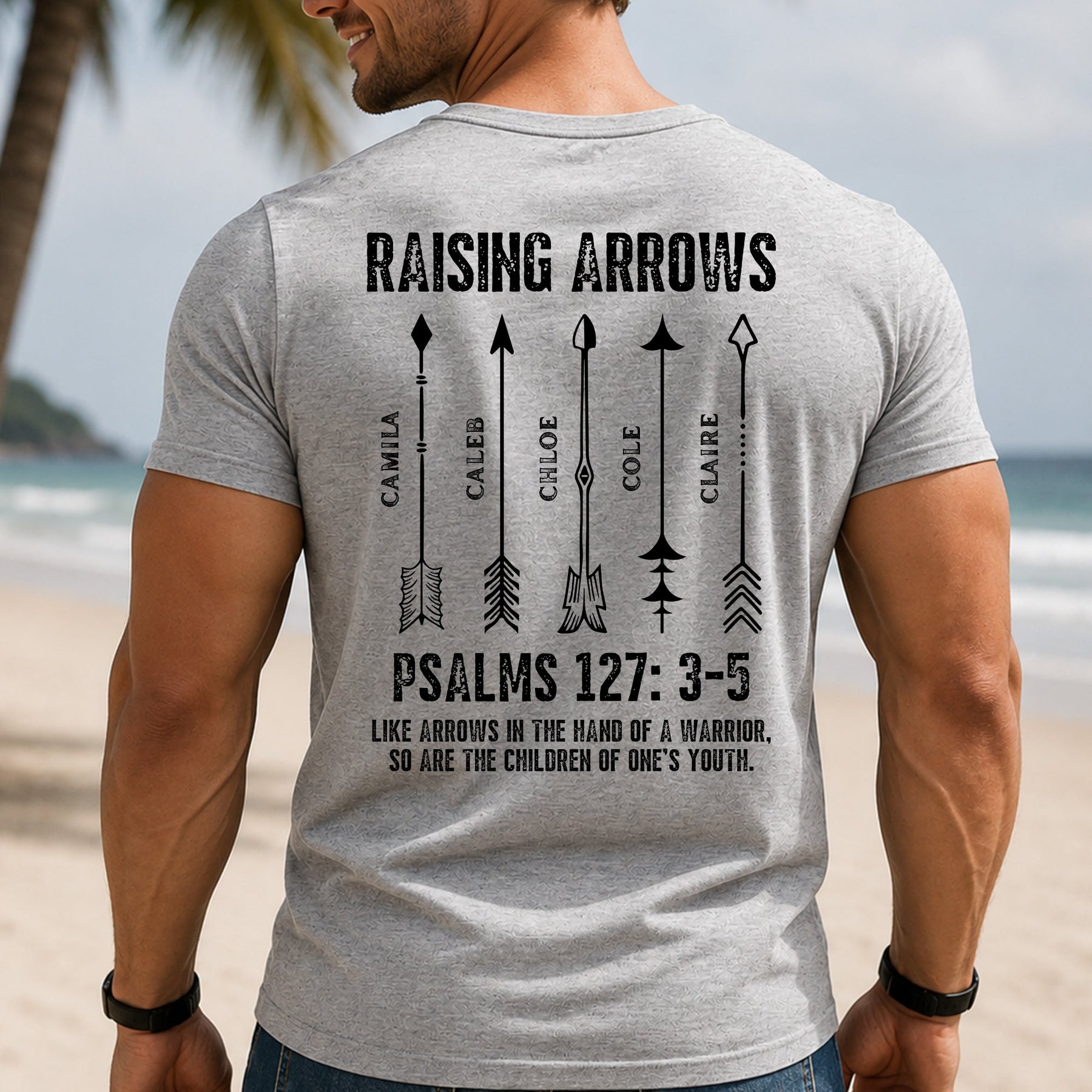 Raising Arrows Christian Father's Day Gift For Dad, Husband With Kids' Names - Personalized Shirt
