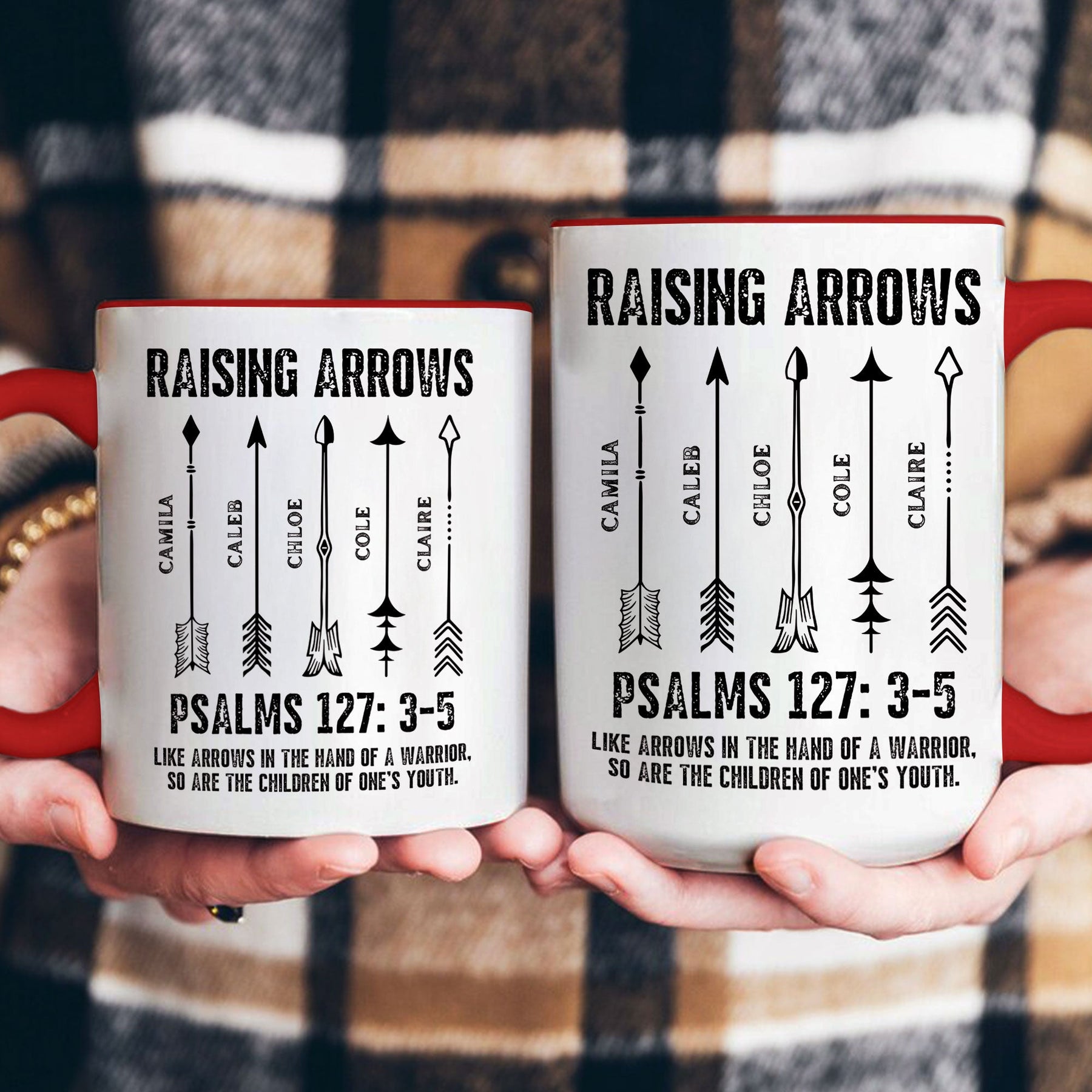 Raising Arrows Christian Father's Day Gift For Dad, Husband With Kids' Names - White Ver - Personalized Mug
