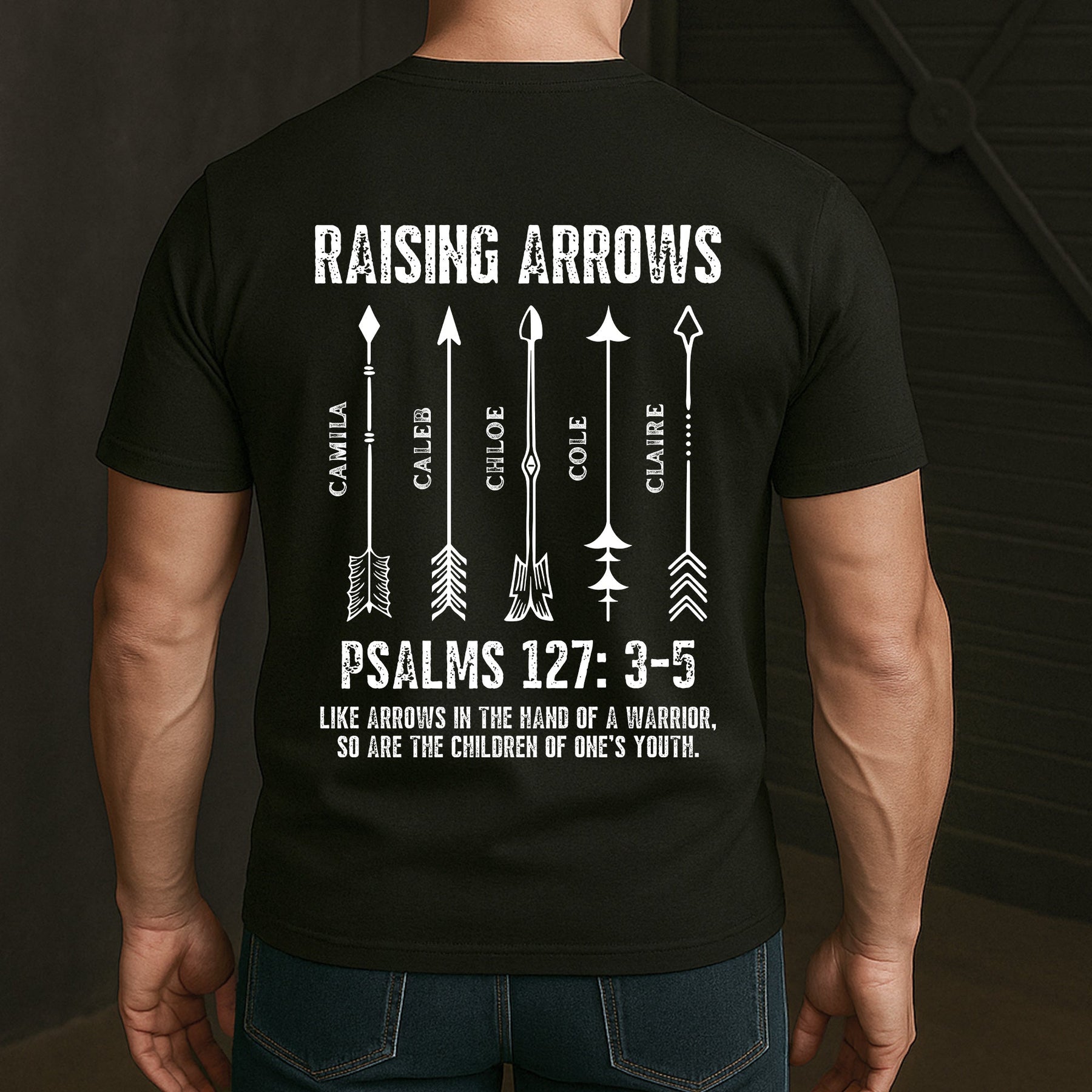 Raising Arrows Christian Father's Day Gift For Dad, Husband With Kids' Names - Personalized Shirt
