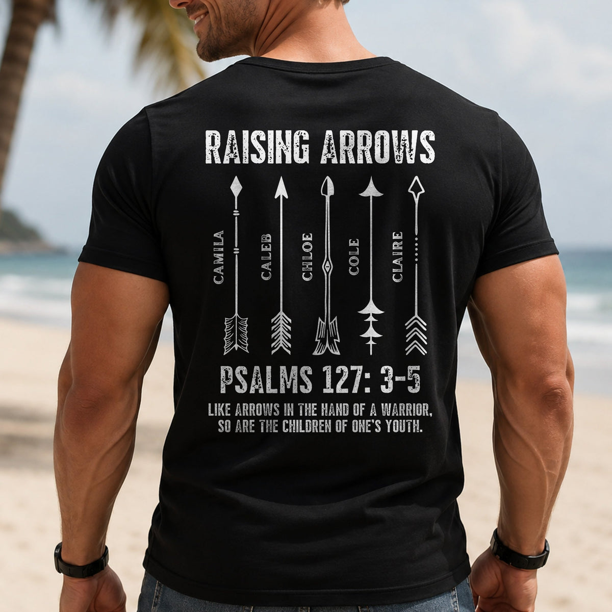Raising Arrows Christian Father's Day Gift For Dad, Husband With Kids' Names - Personalized Shirt