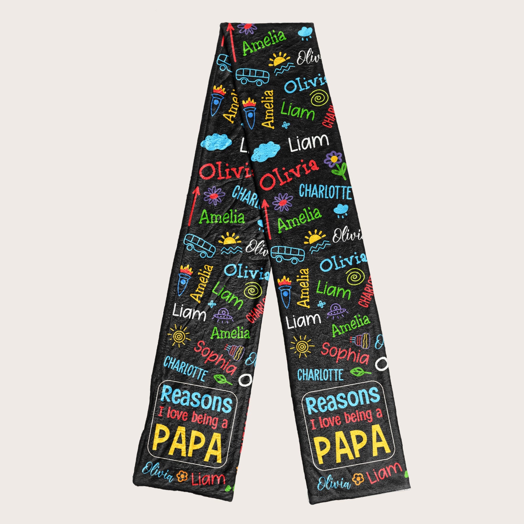 Reasons I Love Being A Papa - Personalized Fleece Scarf