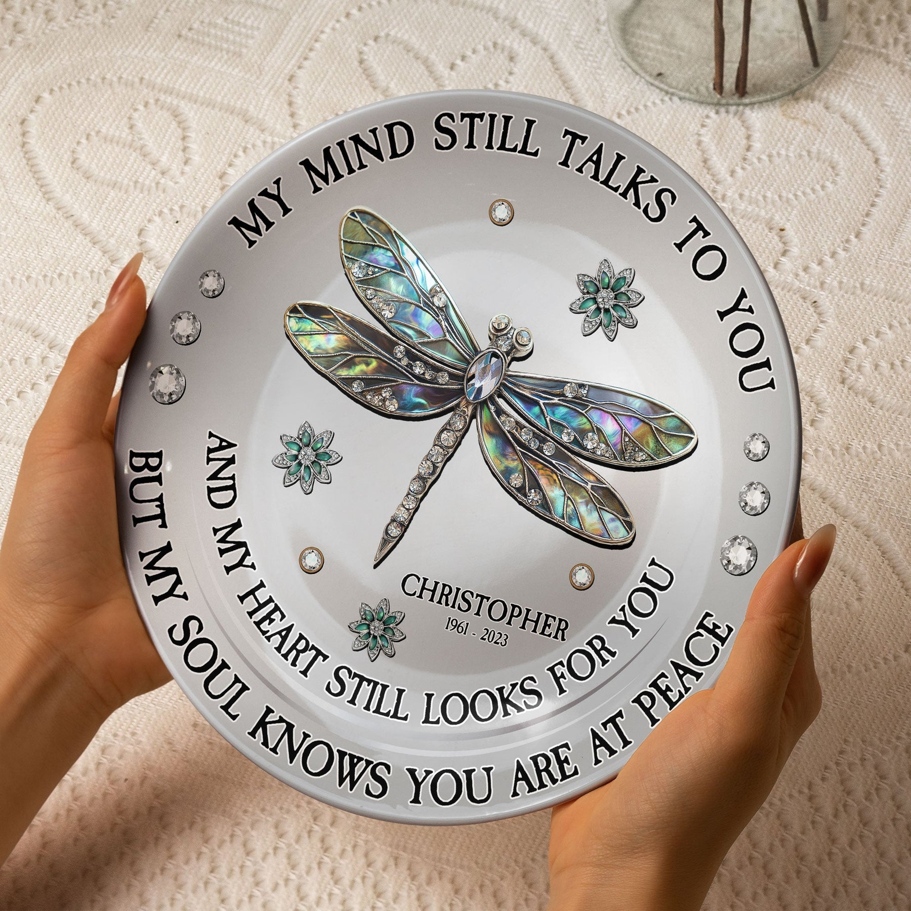 Red Cardinal My Mind My Heart My Soul - Personalized Ceramic Plate
