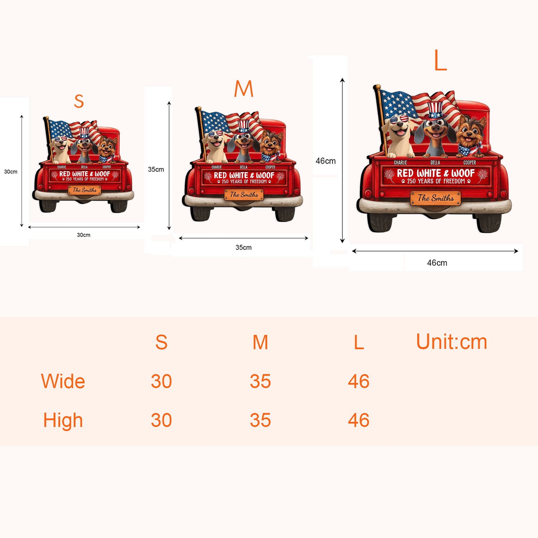 Red White & Woof 250 Years Of Freedom - Personalized Wood Sign
