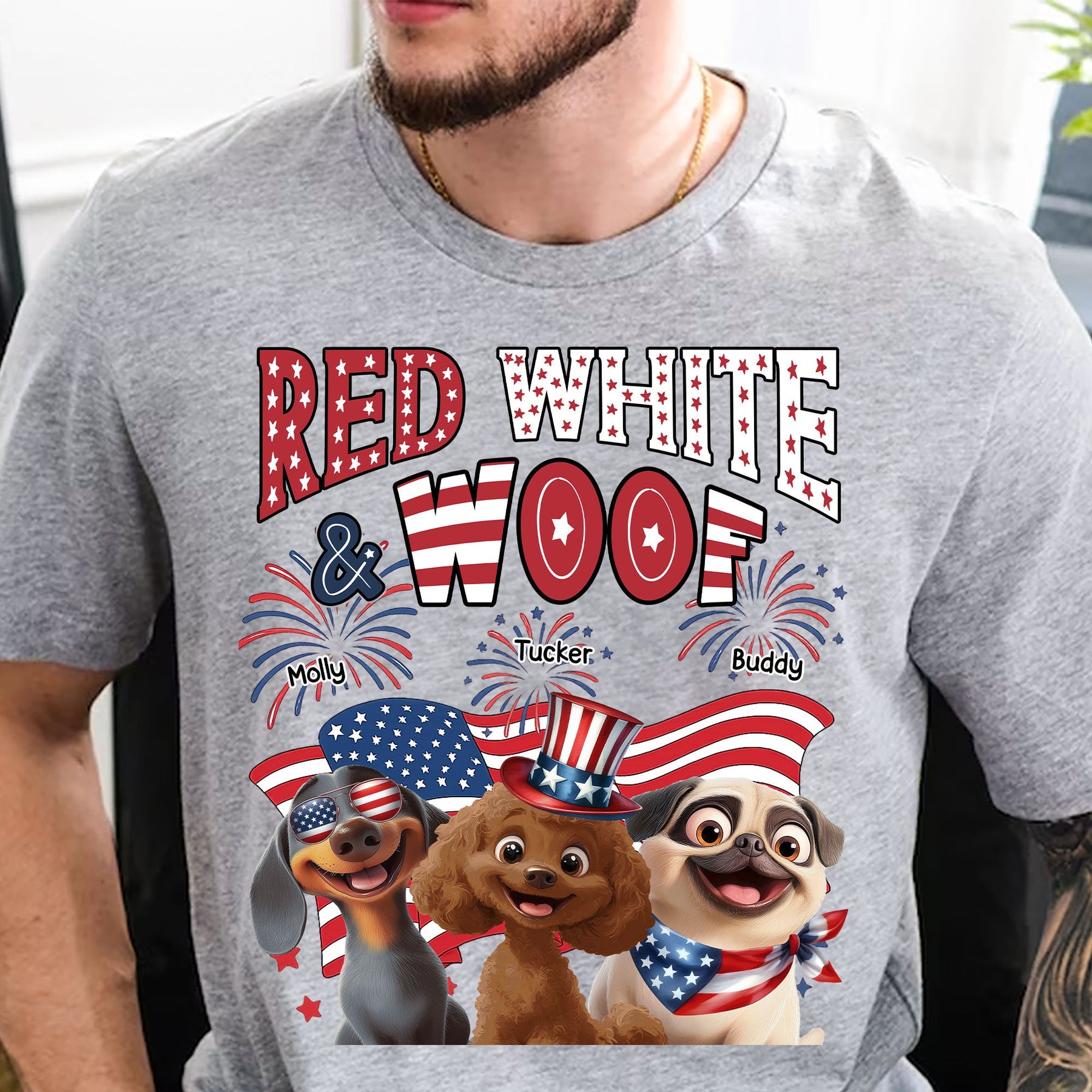 Red White Woof - Custom Independence Day Gift Set For Pet Parents