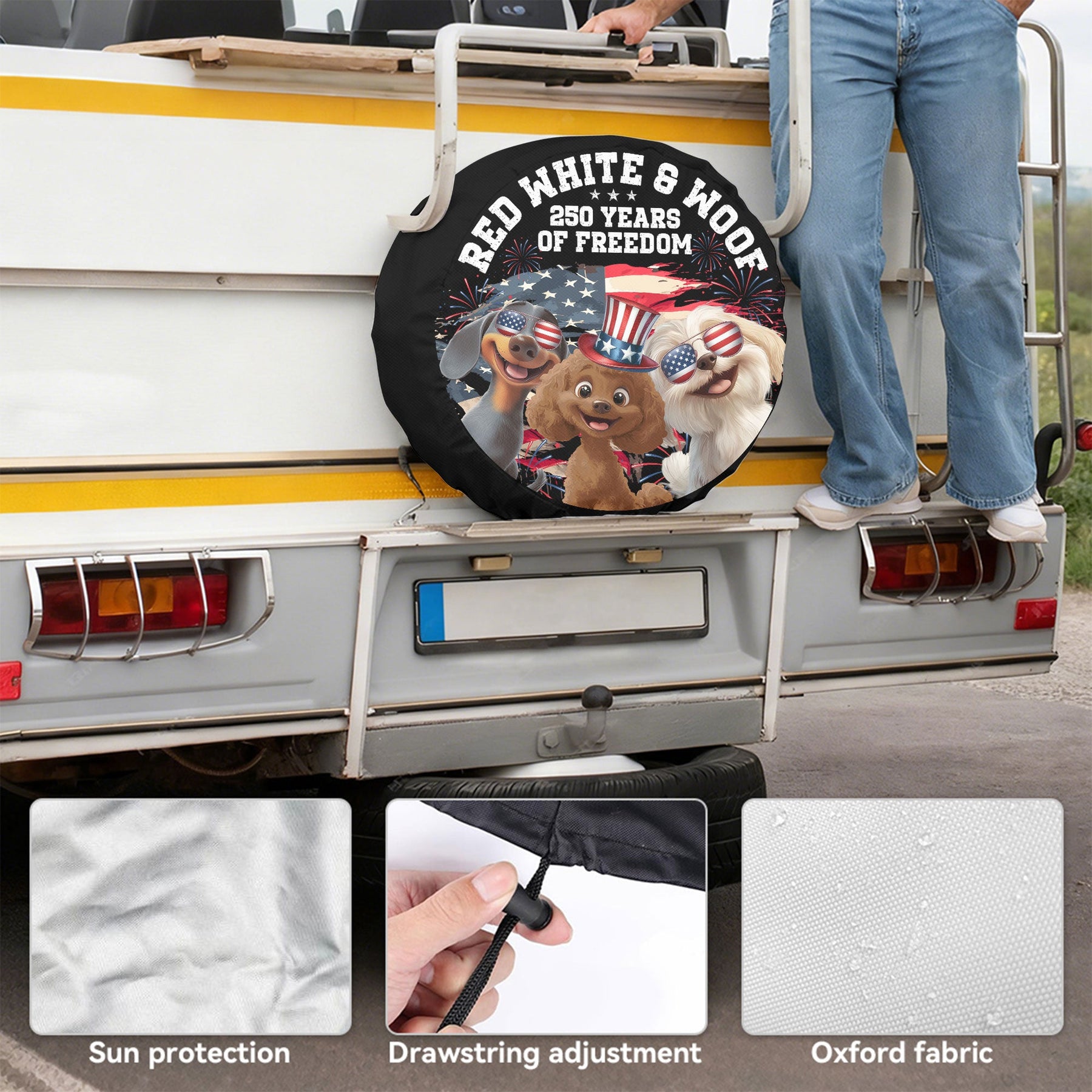 Red White & Woof - Personalized Tire Cover