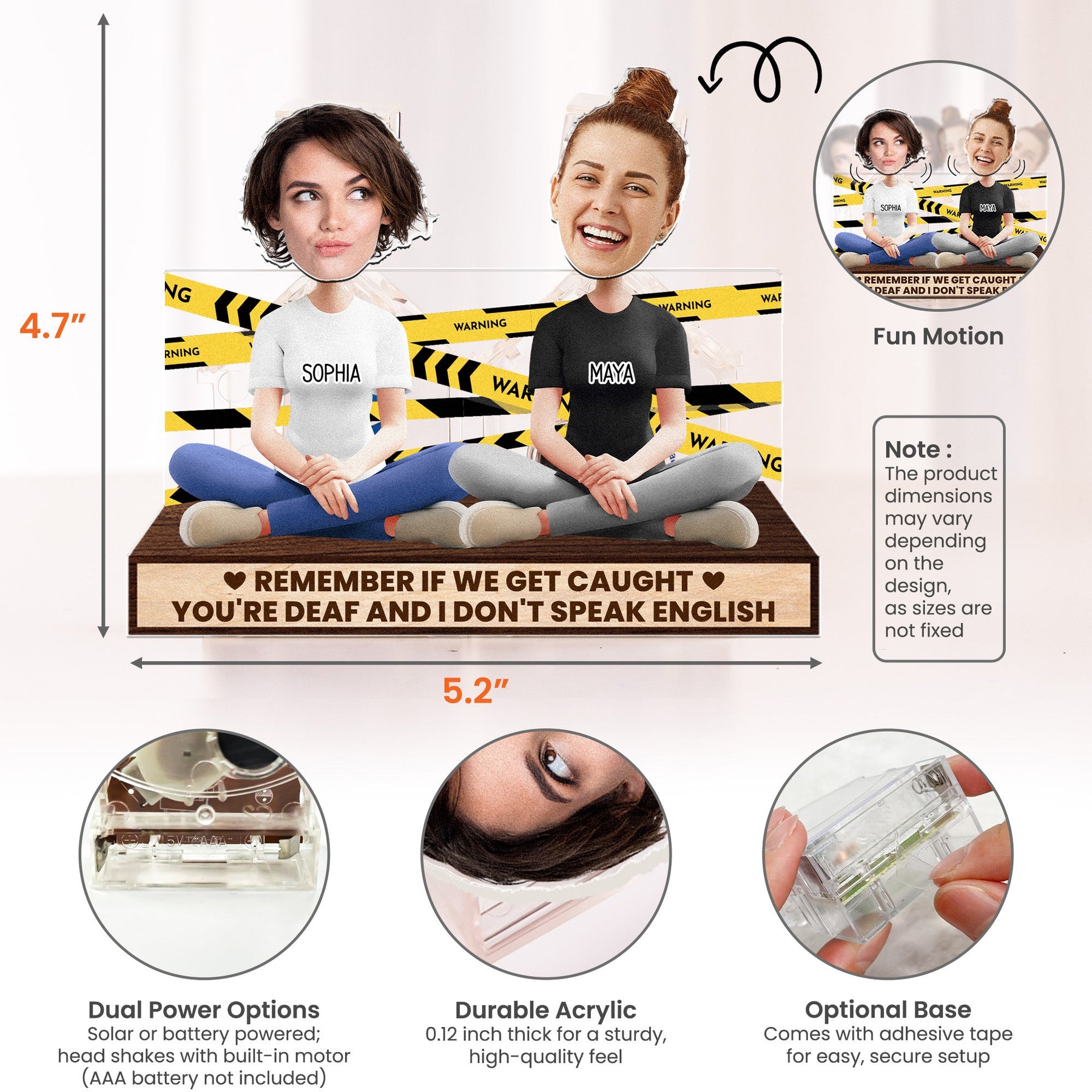 Remember If We Get Caught - Personalized Photo Shaking Head Acrylic Standee