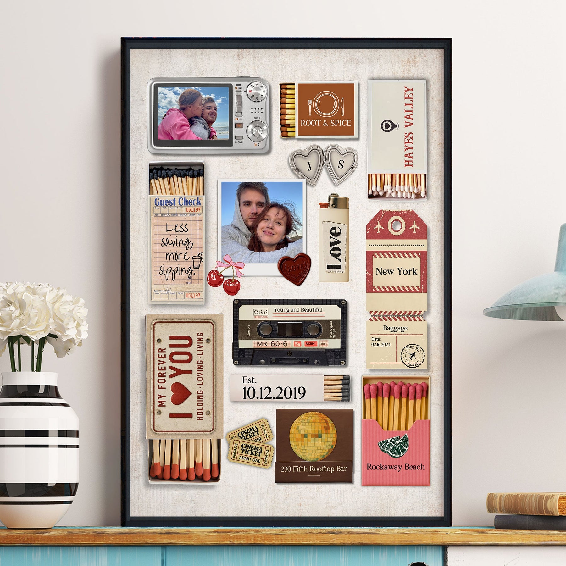 Romantic Couple - Matchbox Art - Personalized Photo Poster