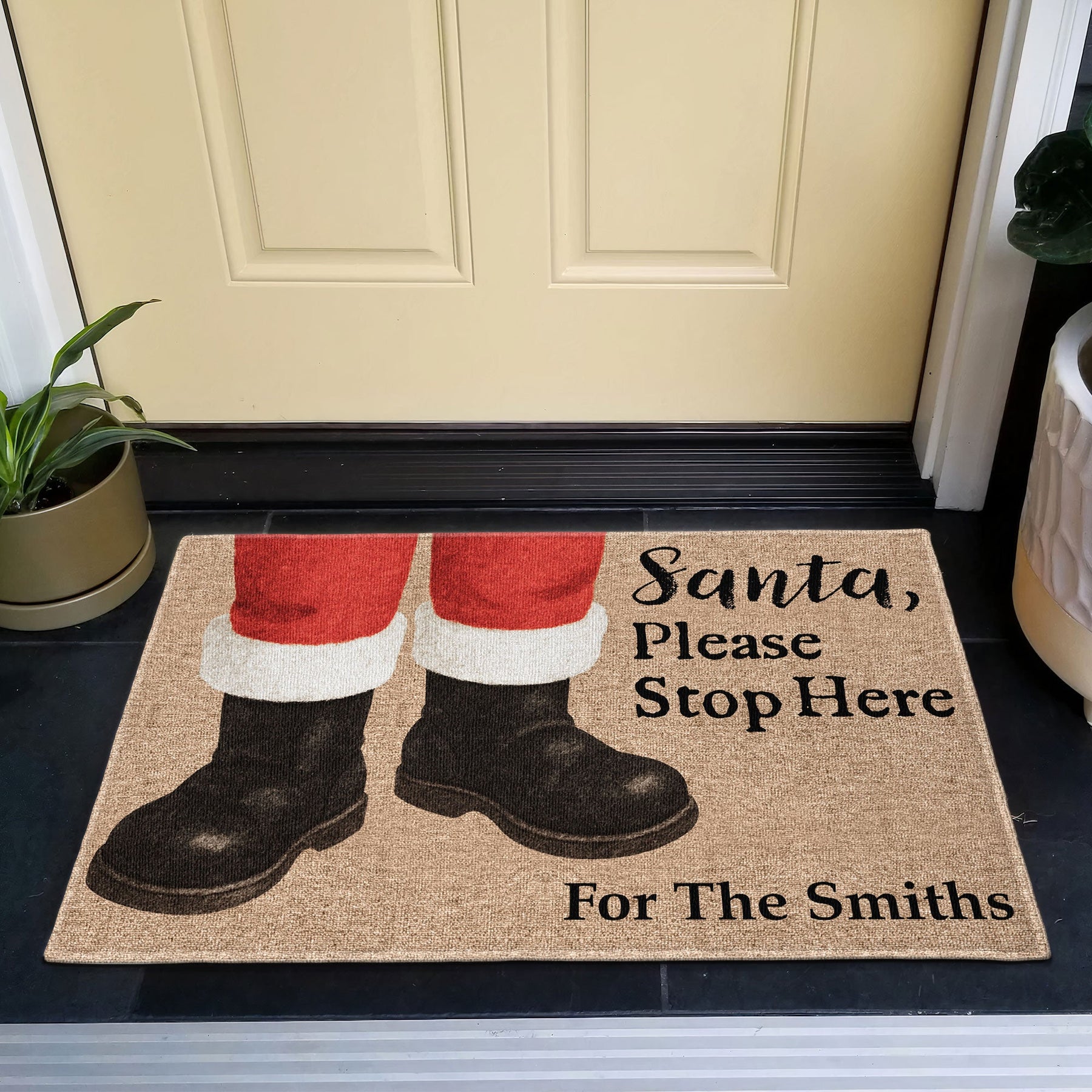 Santa Please Stop Here For - Personalized Doormat