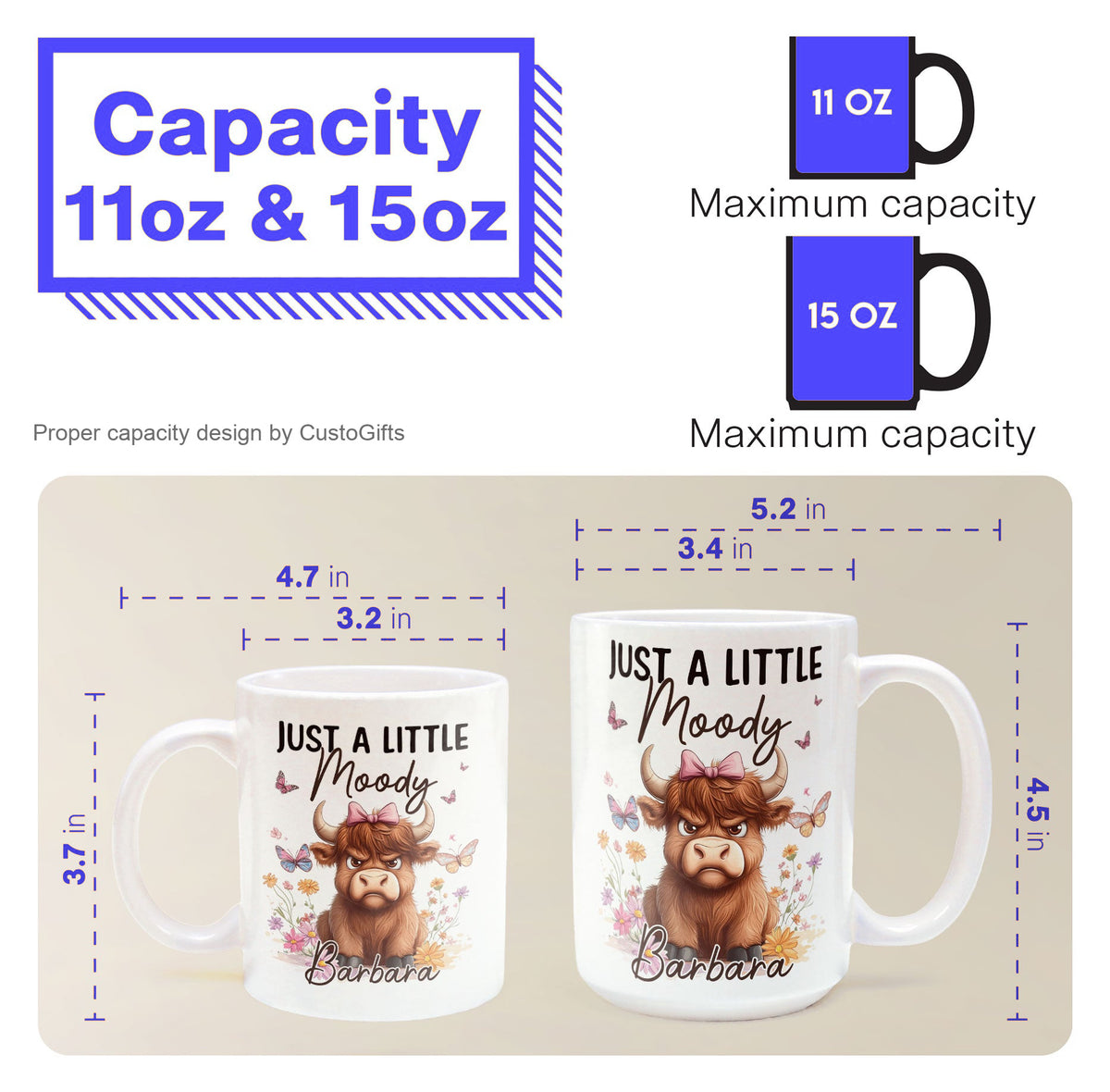 Self Gift Funny Highland Cow Just A Little Moody - Personalized Mug