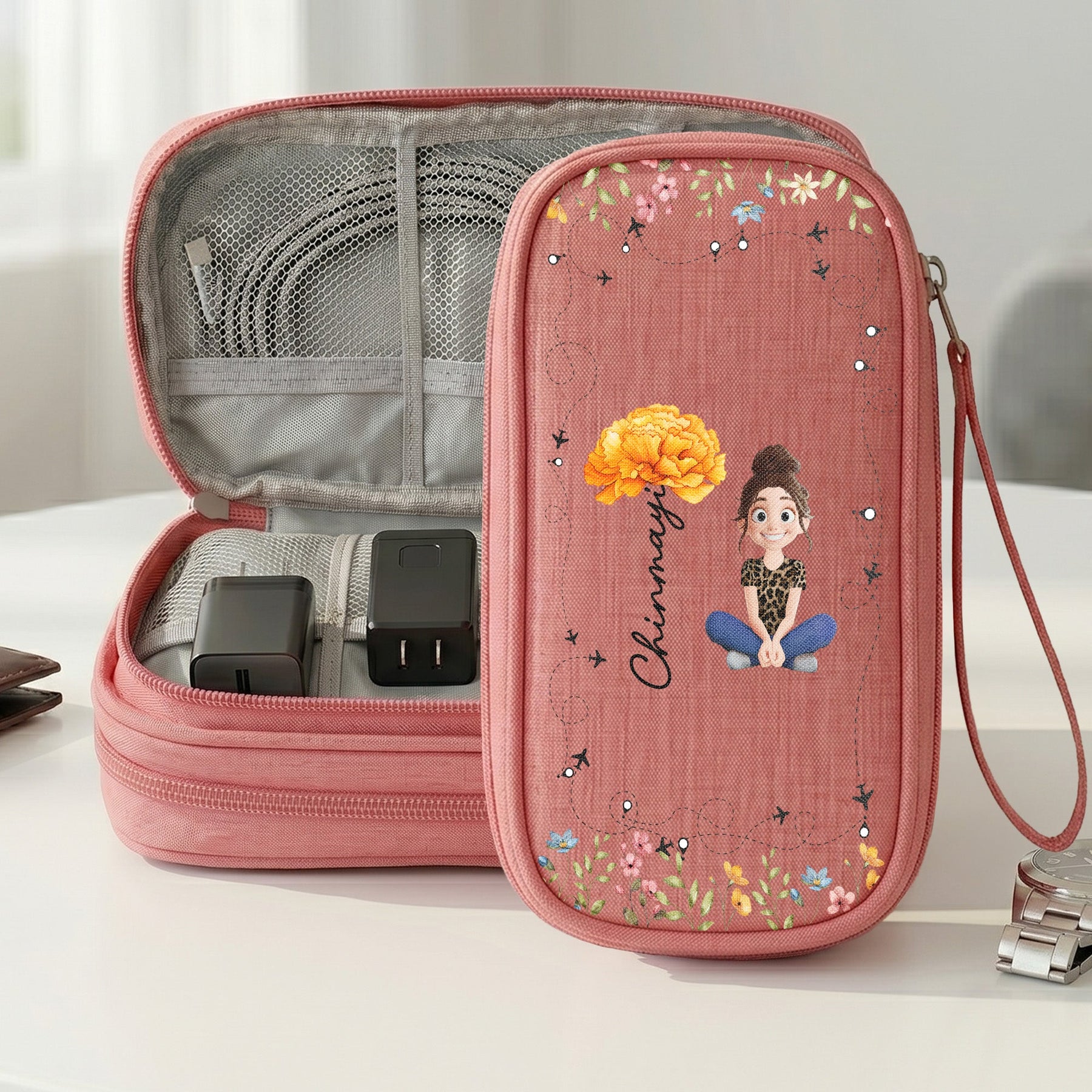 Self Gift Birth Flower - Personalized Cable Bag