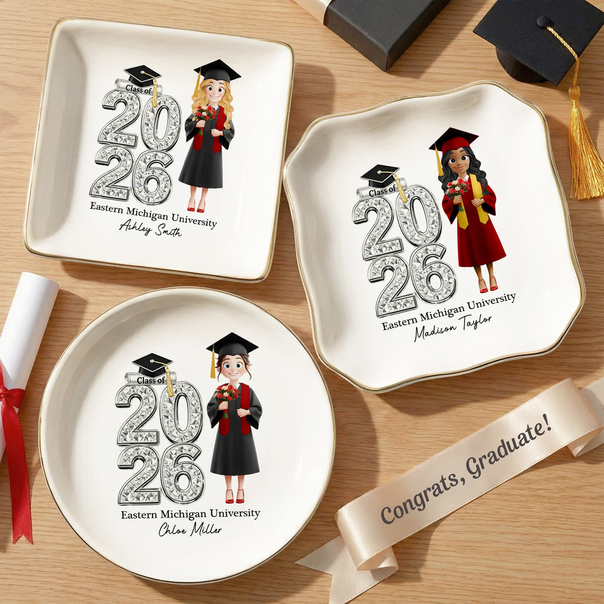 Shiny Effect Class Of 2026 2026 Senior - Personalized Jewelry Dish