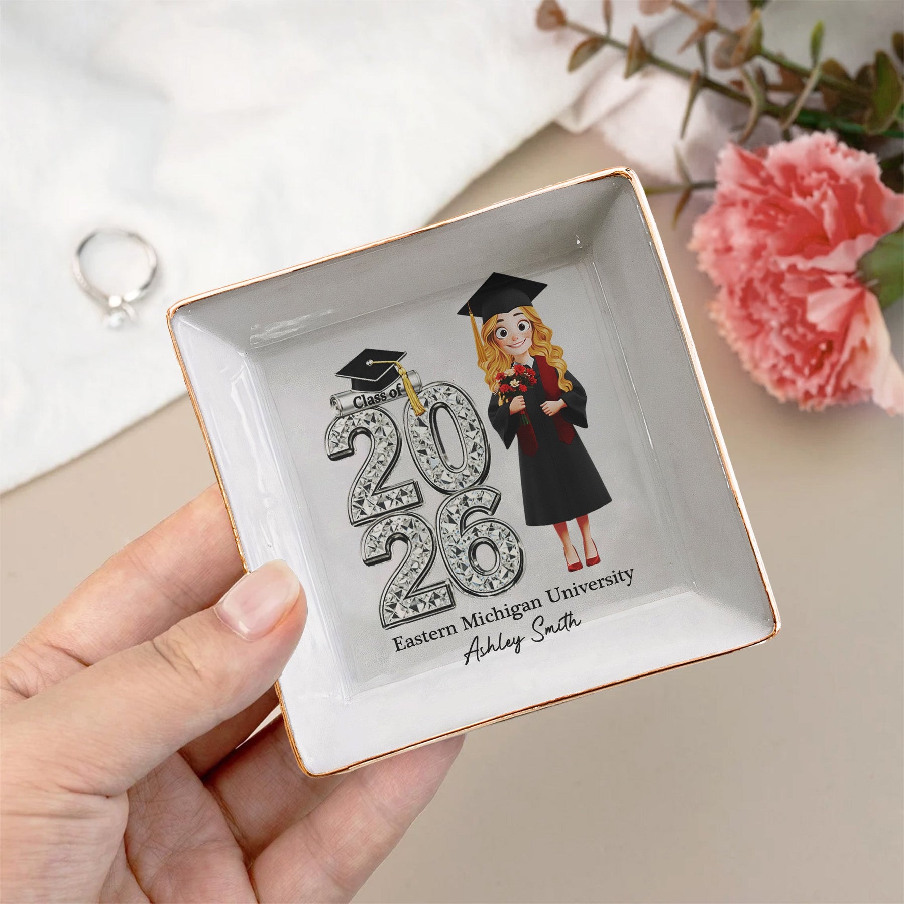 Shiny Effect Class Of 2026 2026 Senior - Personalized Jewelry Dish