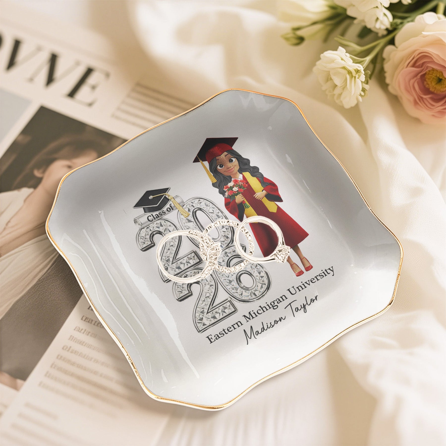 Shiny Effect Class Of 2026 2026 Senior - Personalized Jewelry Dish
