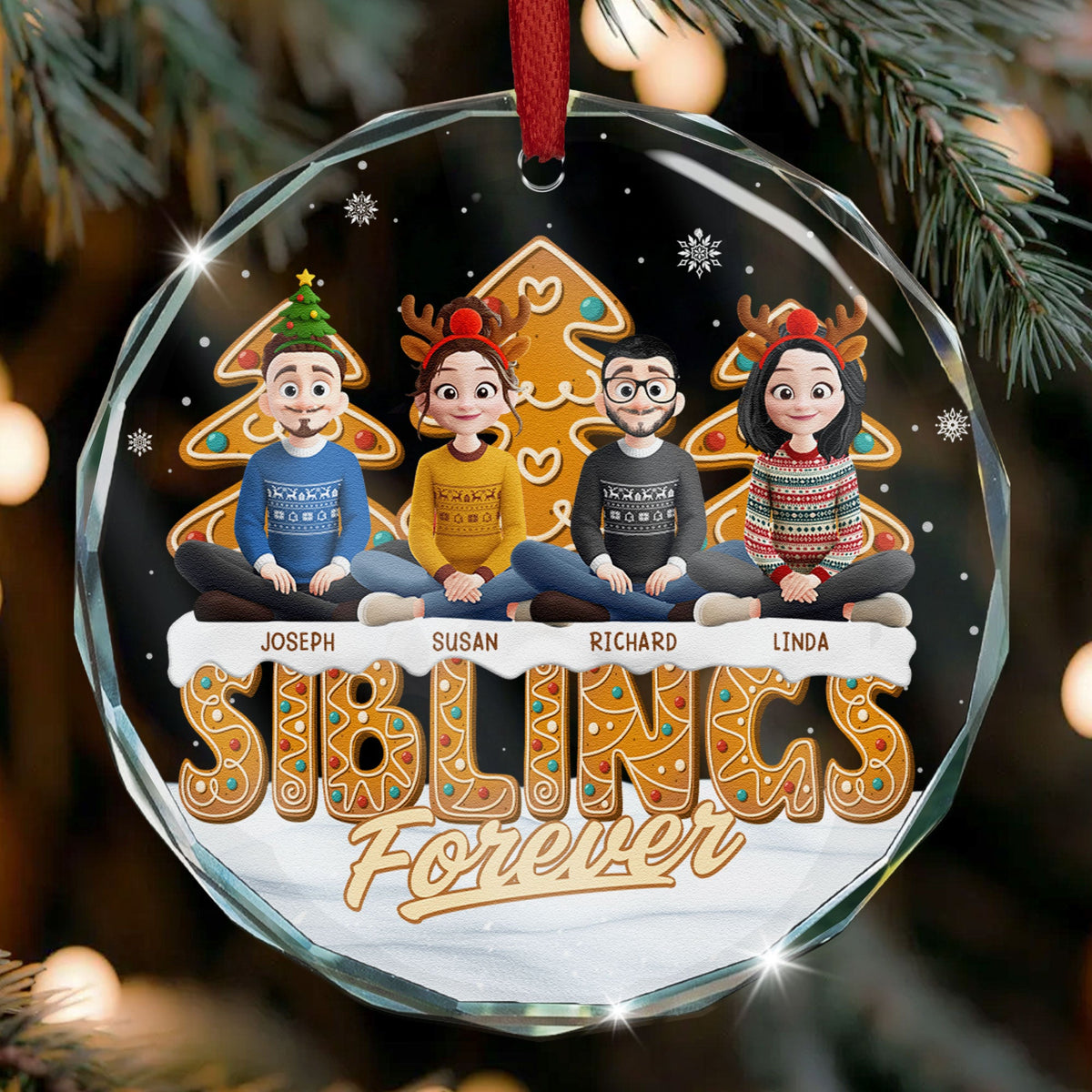 Siblings Forever - Personalized Glass Ornament