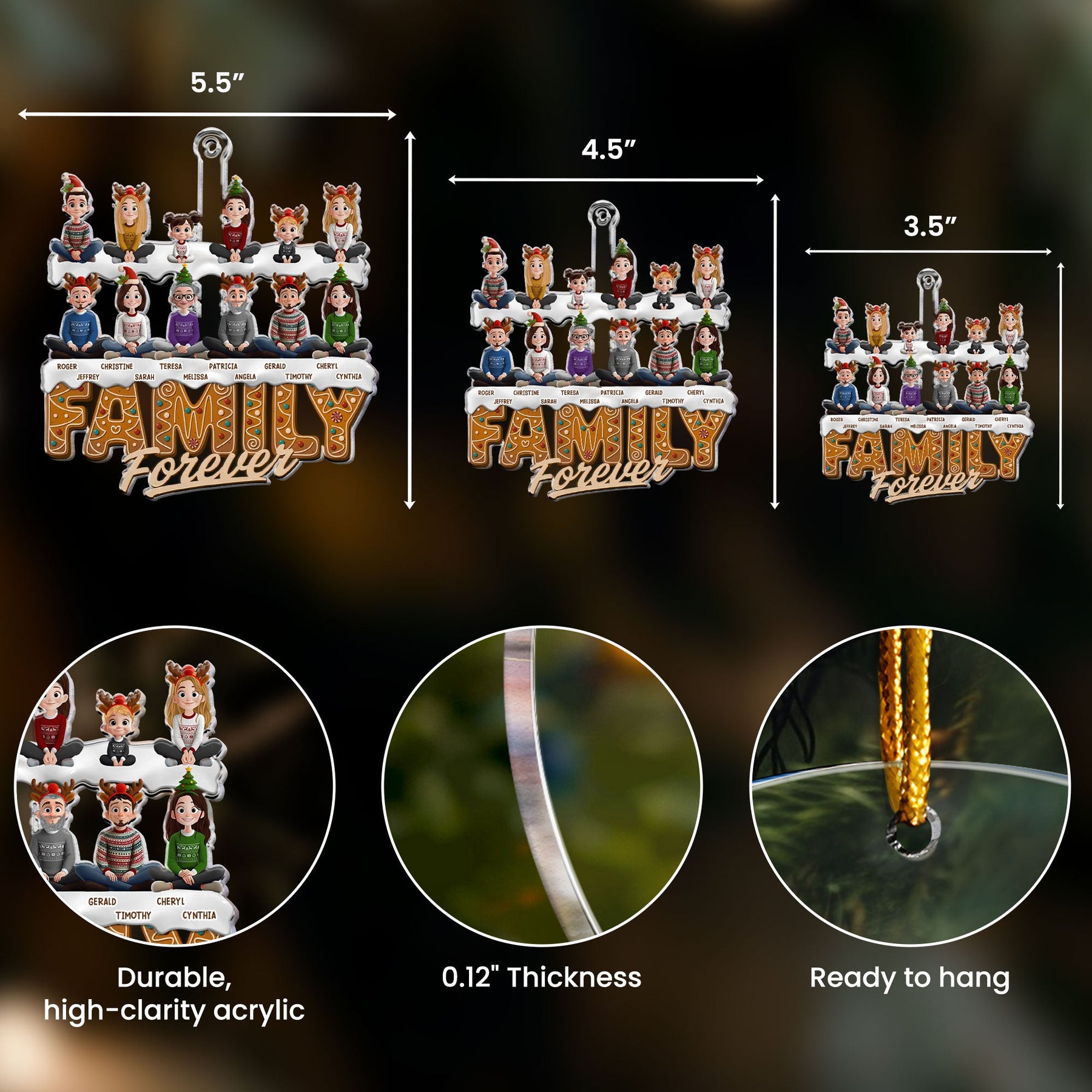 Sisters Siblings Forever (Up To 12), 2026 Christmas Ornament, Family Ornament - Personalized Acrylic Ornament