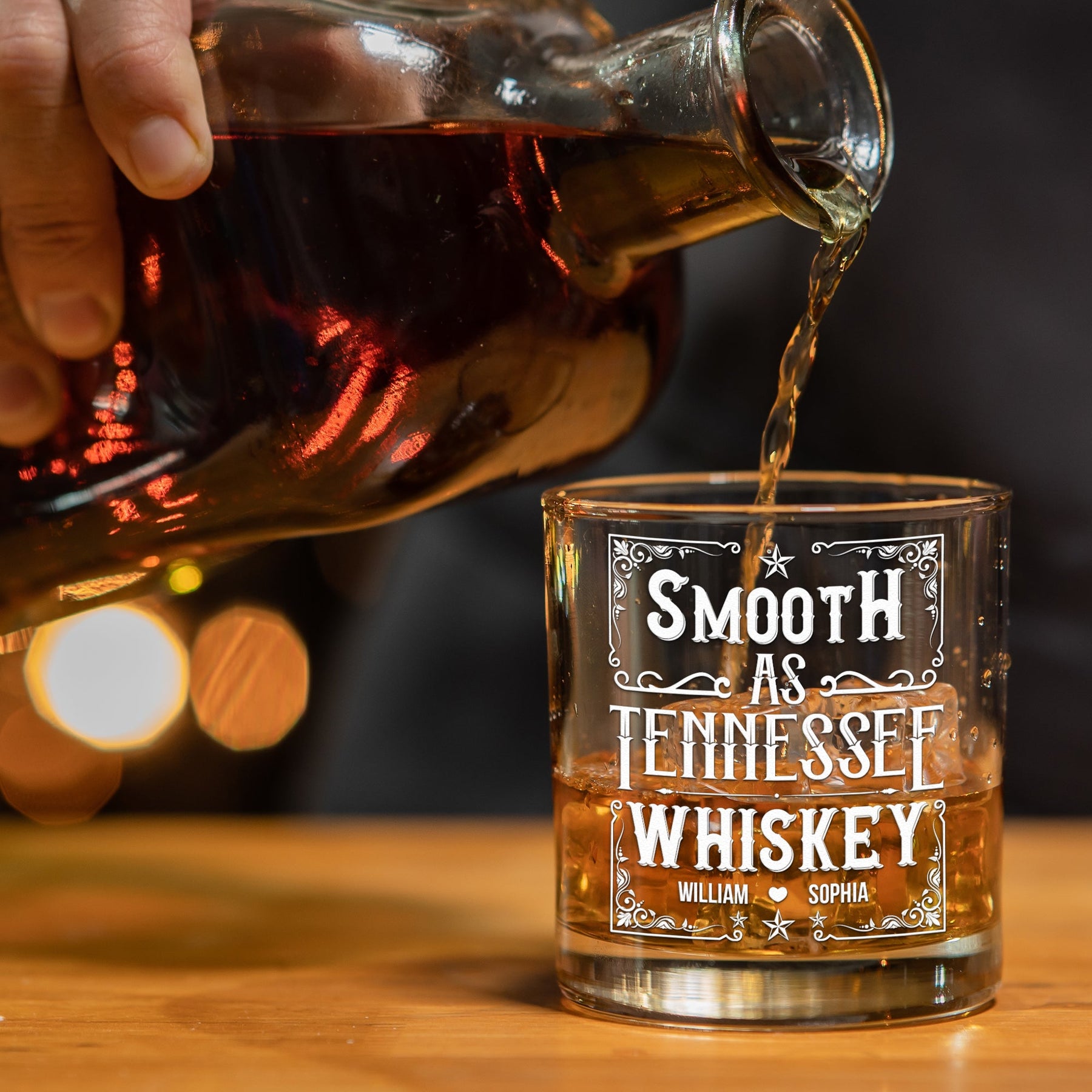 Smooth As Tennessee Whiskey Sweet As Strawberry Wine - Personalized Whiskey Glass And Wine Glass Set