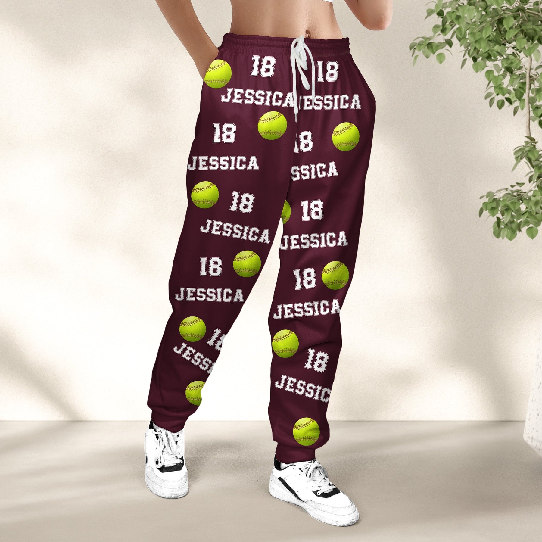 Softball Custom Name, Number - Personalized Sweatpants - Lounge Pants With Pockets, Custom Pajama Pants, Jogger Sweatpants, Gift For Her