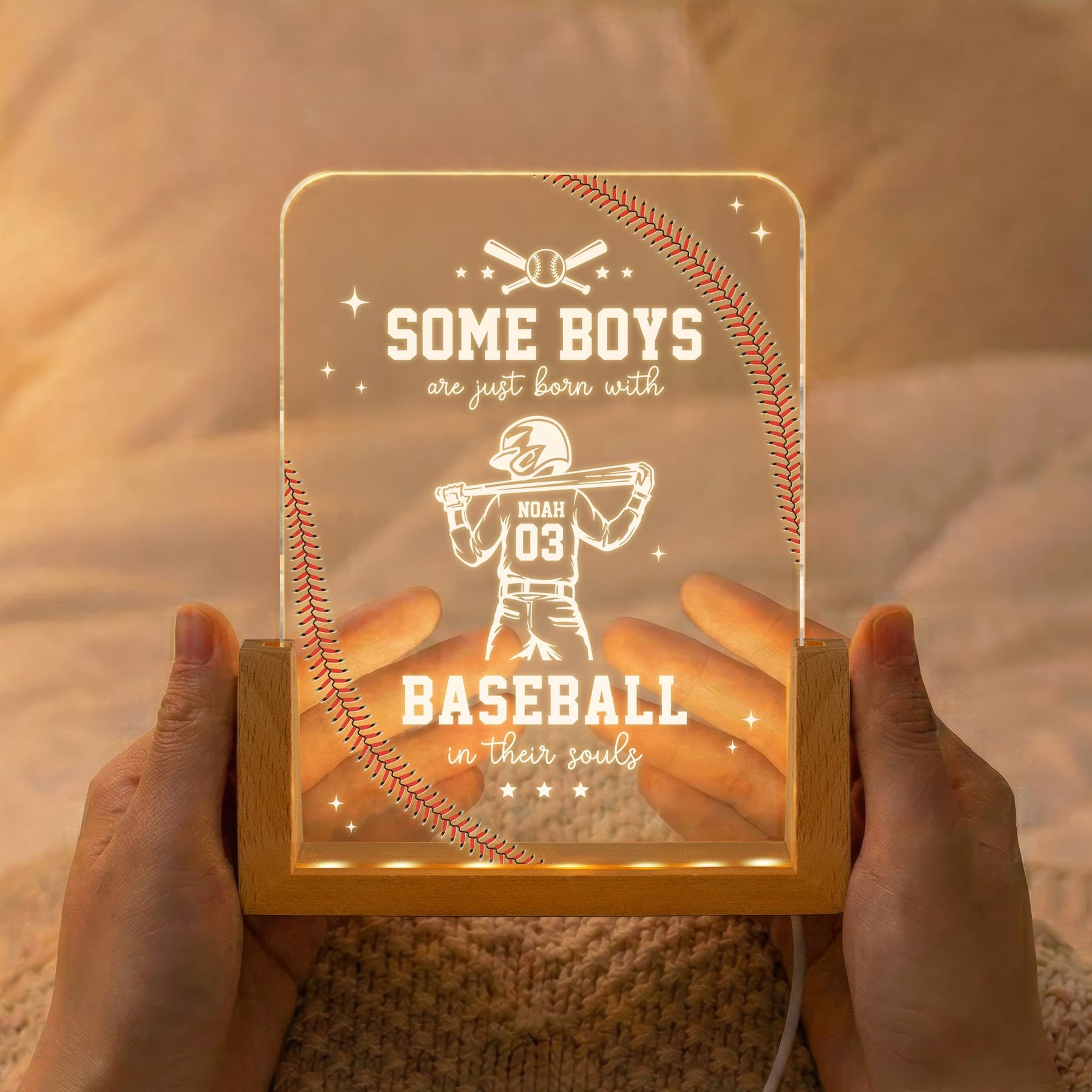 Some Boys Are Just Born With Baseball In Their Souls - Personalized Night Light