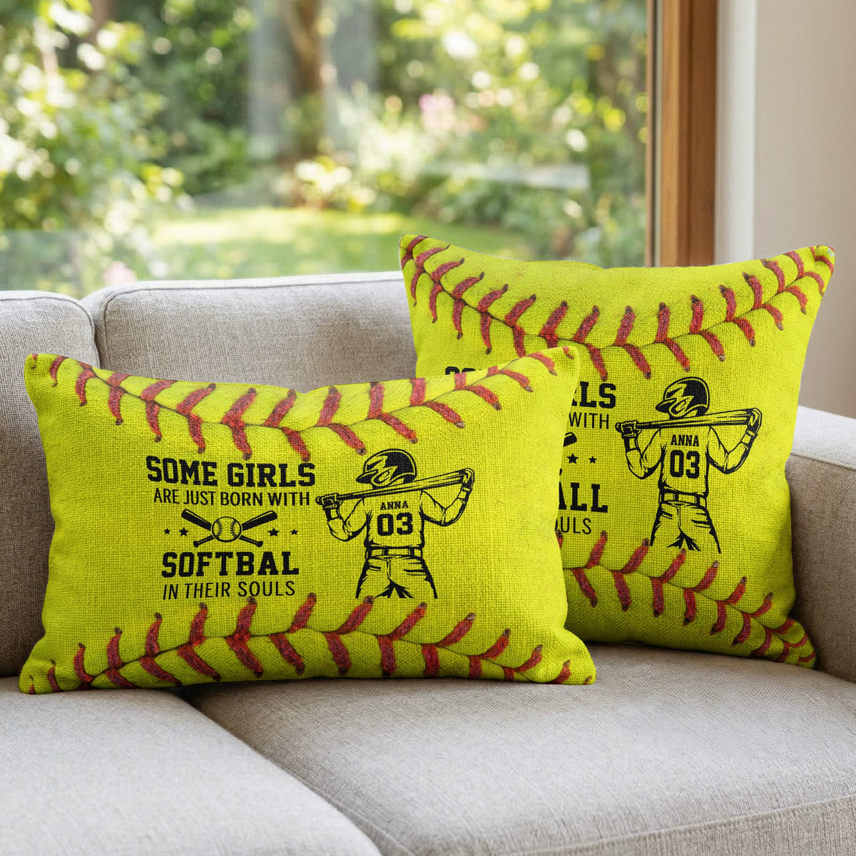 Some Girl Are Just Born With Softball In Their Souls - Personalized Pillow Cover