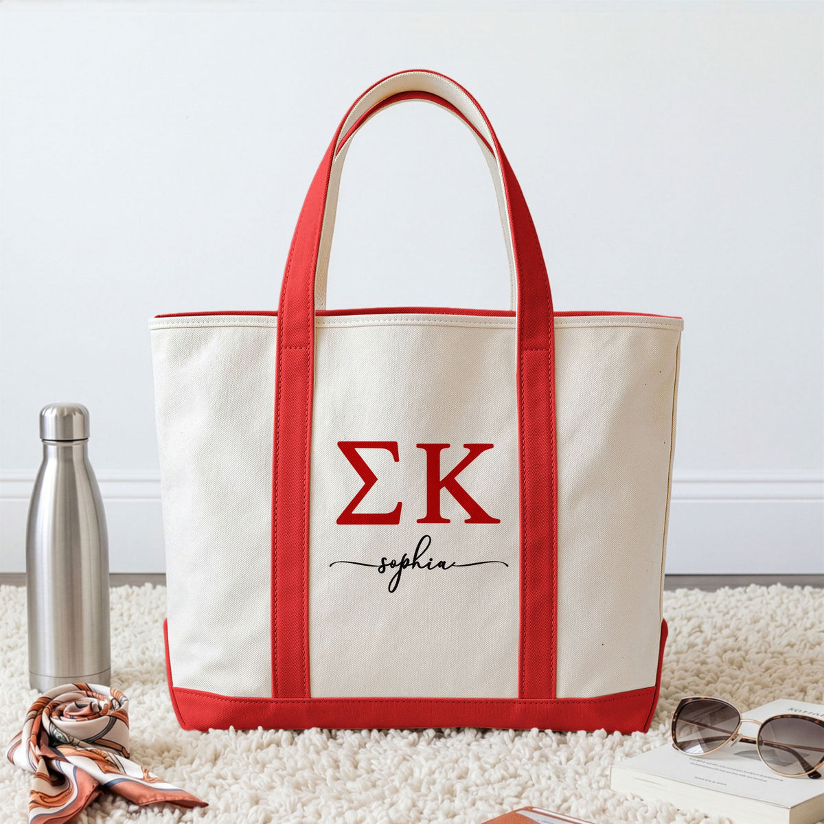 Sorority Greek Letters Monogram - Personalized Tote Bag