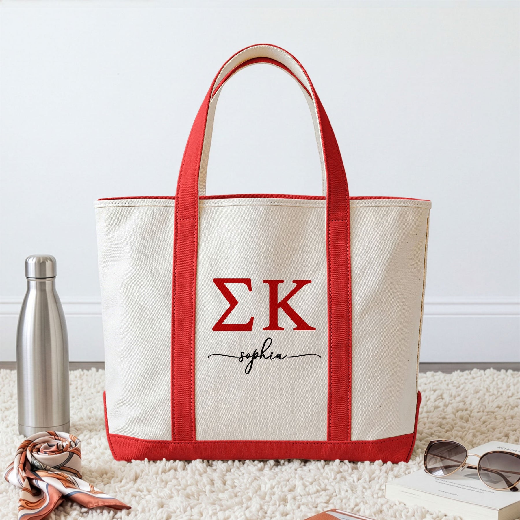 Sorority Greek Letters Monogram - Personalized Tote Bag