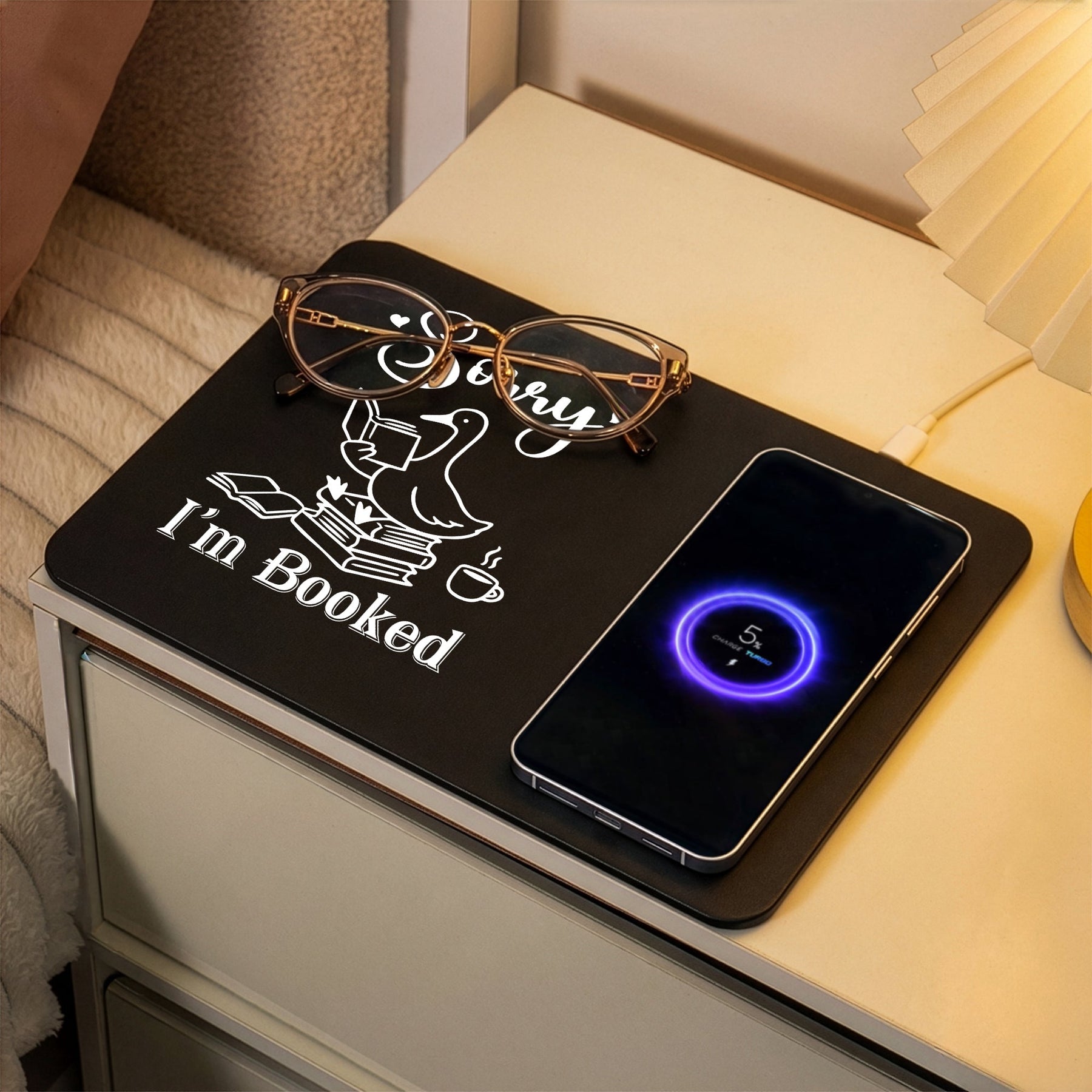 Sorry I'm Booked Funny Book Lover - Personalized Charging Pad
