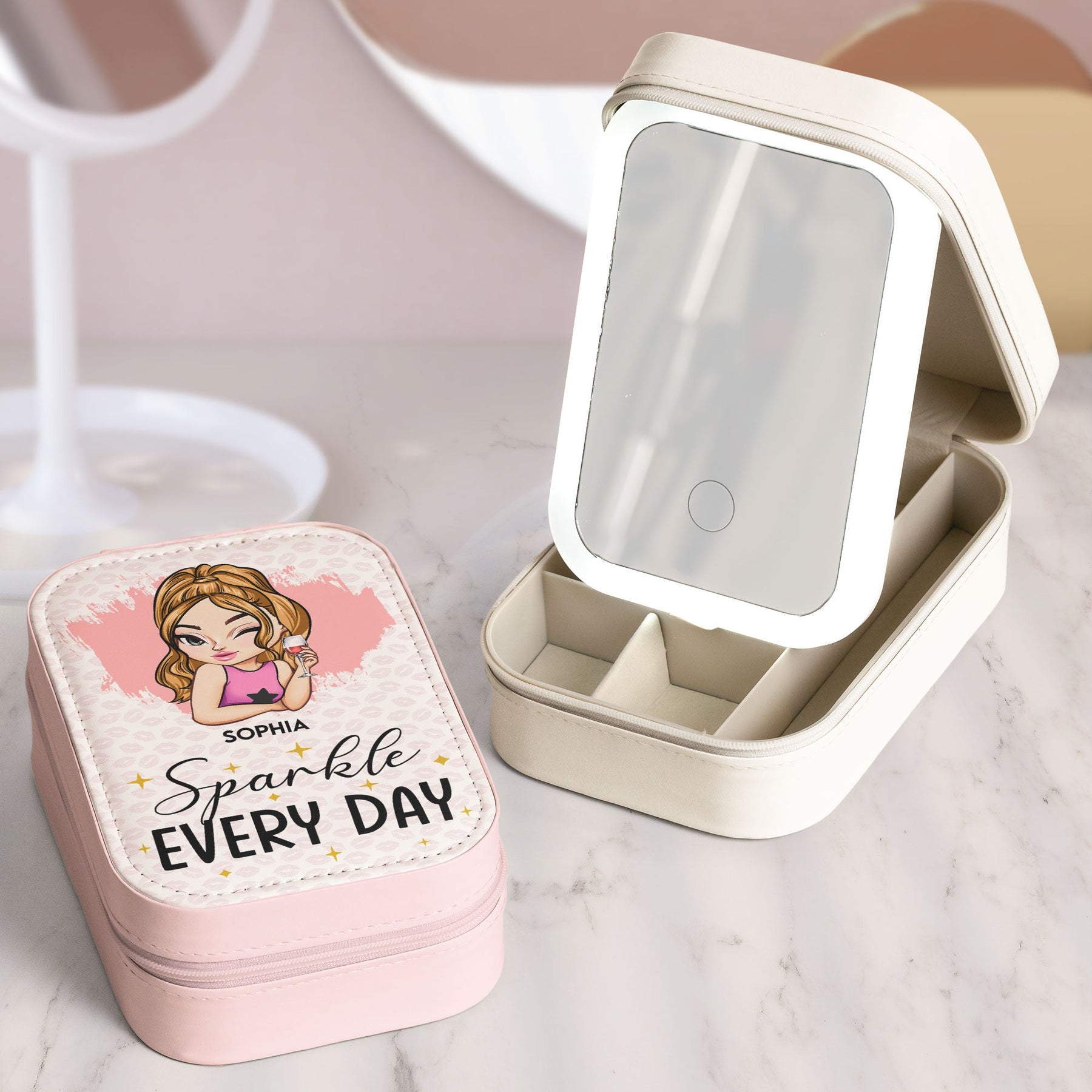 Sparkle Everyday - Custom Makeup Box With LED Mirror