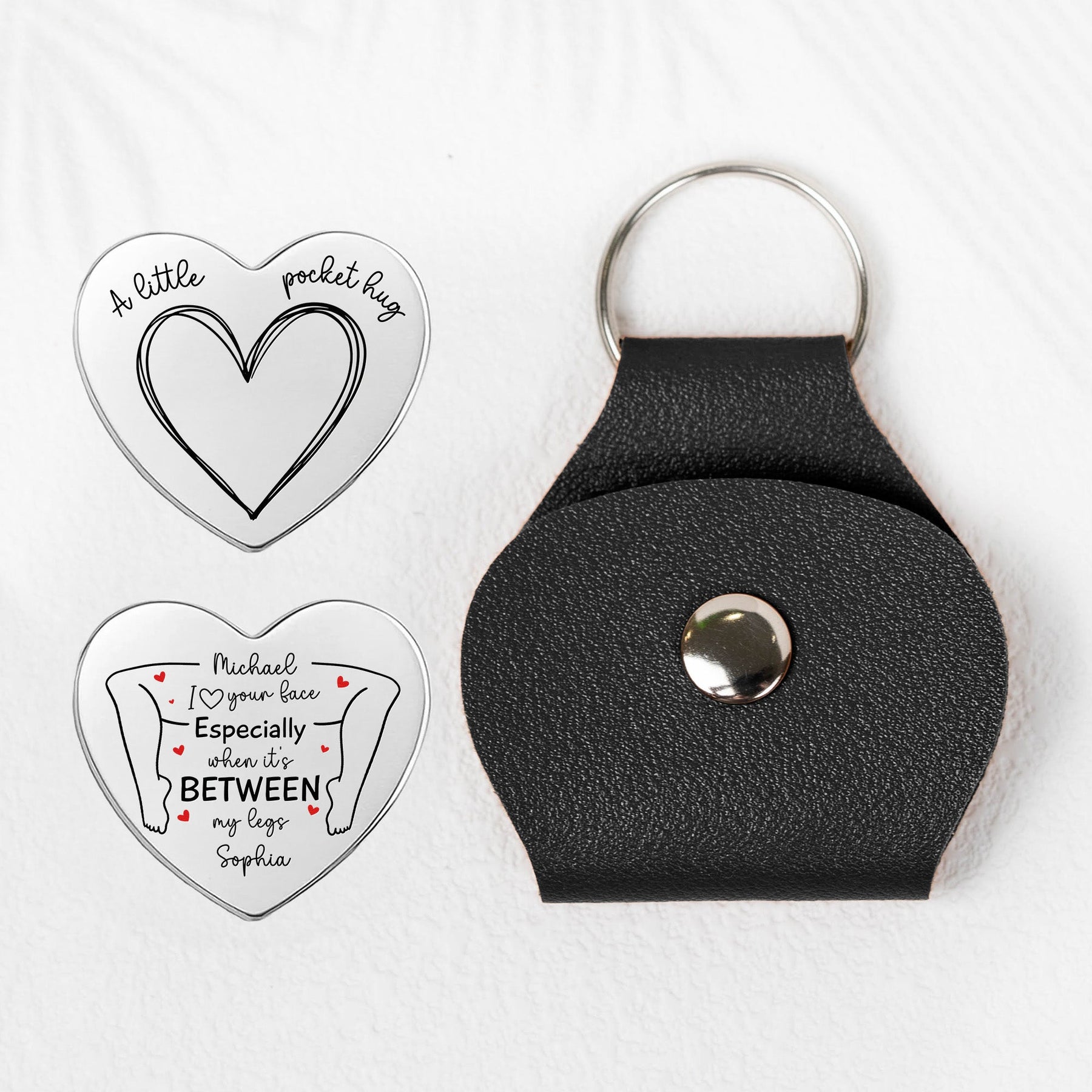 Spicy Pocket Hug For Him - I Love Your Face Especially When It's Between My Legs - Personalized Leather Pocket Hug