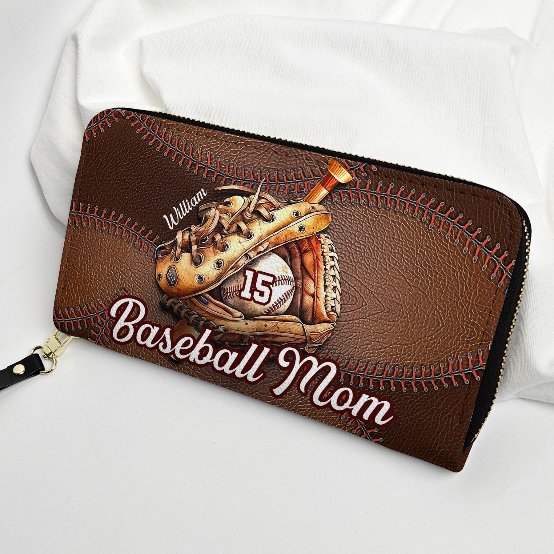 Sport Mom Baseball Softball Lovers - Personalized Leather Long Wallet