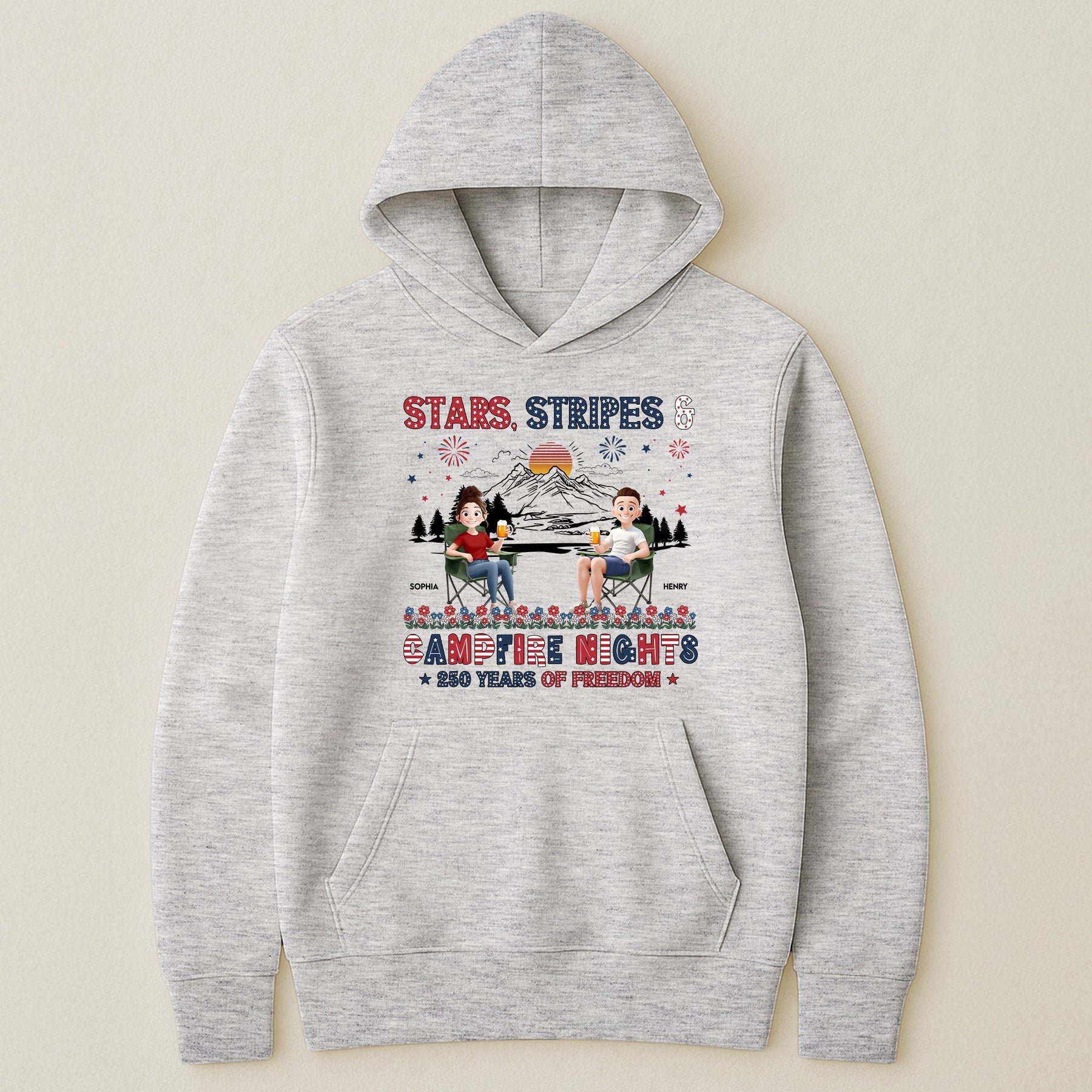 Stars Stripes & Campfire Nights 250 Years Of Freedom Camping Crew - Personalized Shirt