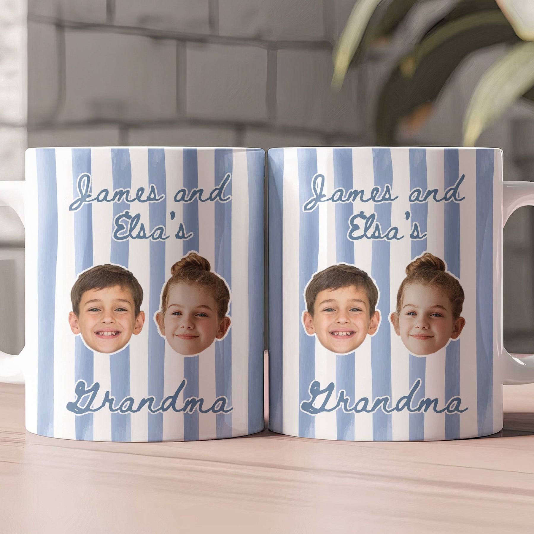 Stripe Baby Picture Gift For Grandma, New Grandma - Personalized Photo Mug