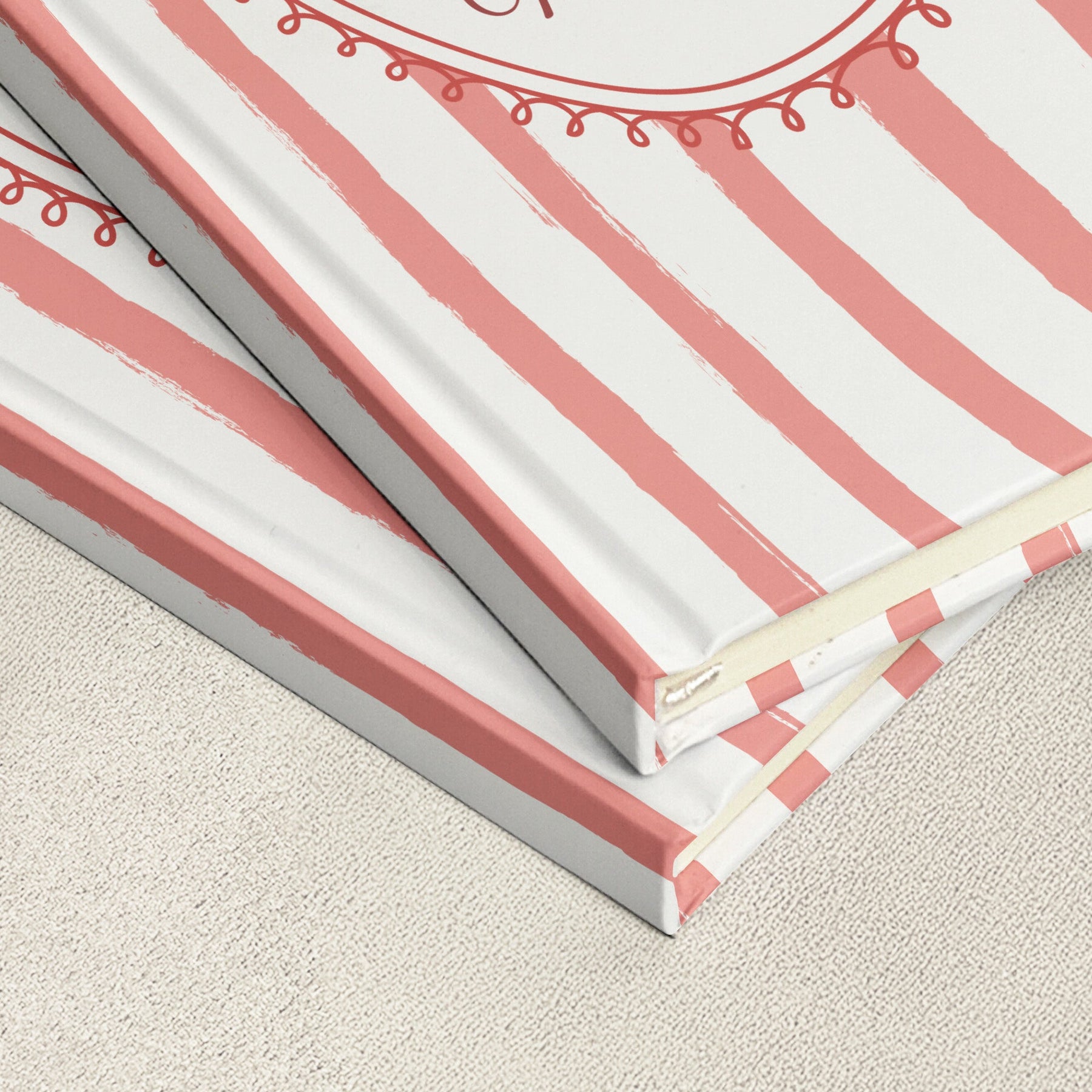 Stripes Girly Floral Journal Custom Birth Flower - Personalized Hardcover Journal